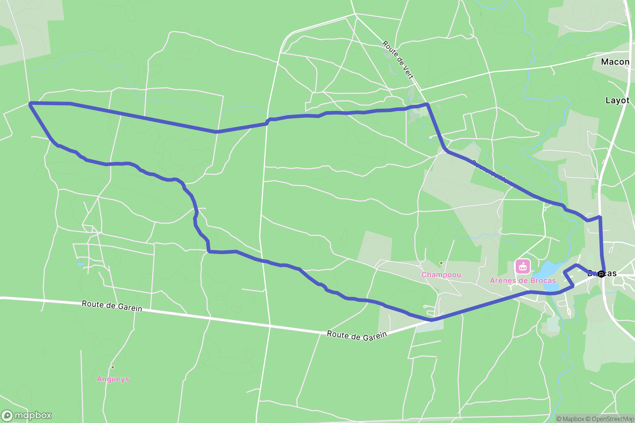 Brocas : carte du parcours de randonnée - France
