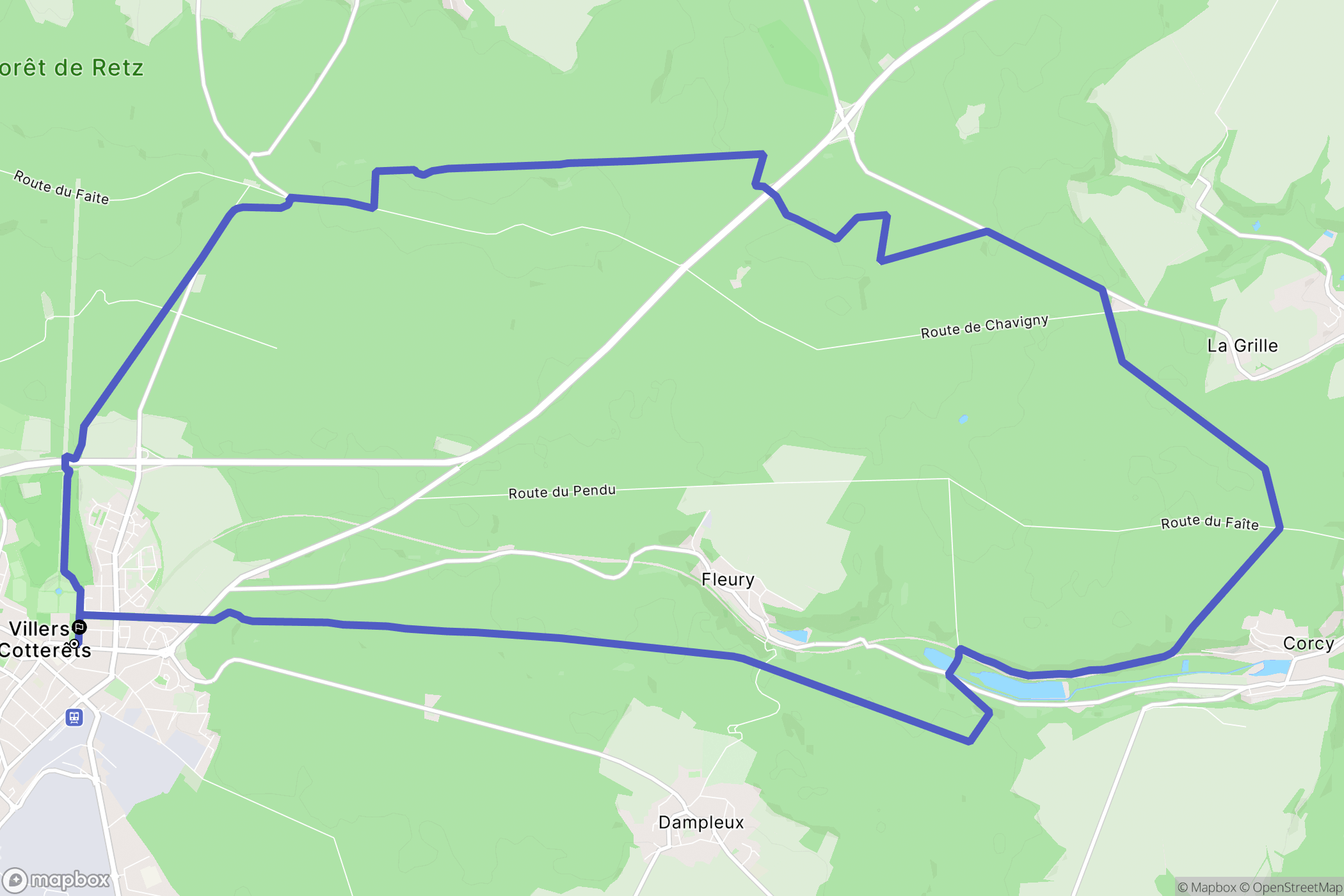 Villers-Cotterêts : carte du parcours de randonnée - France