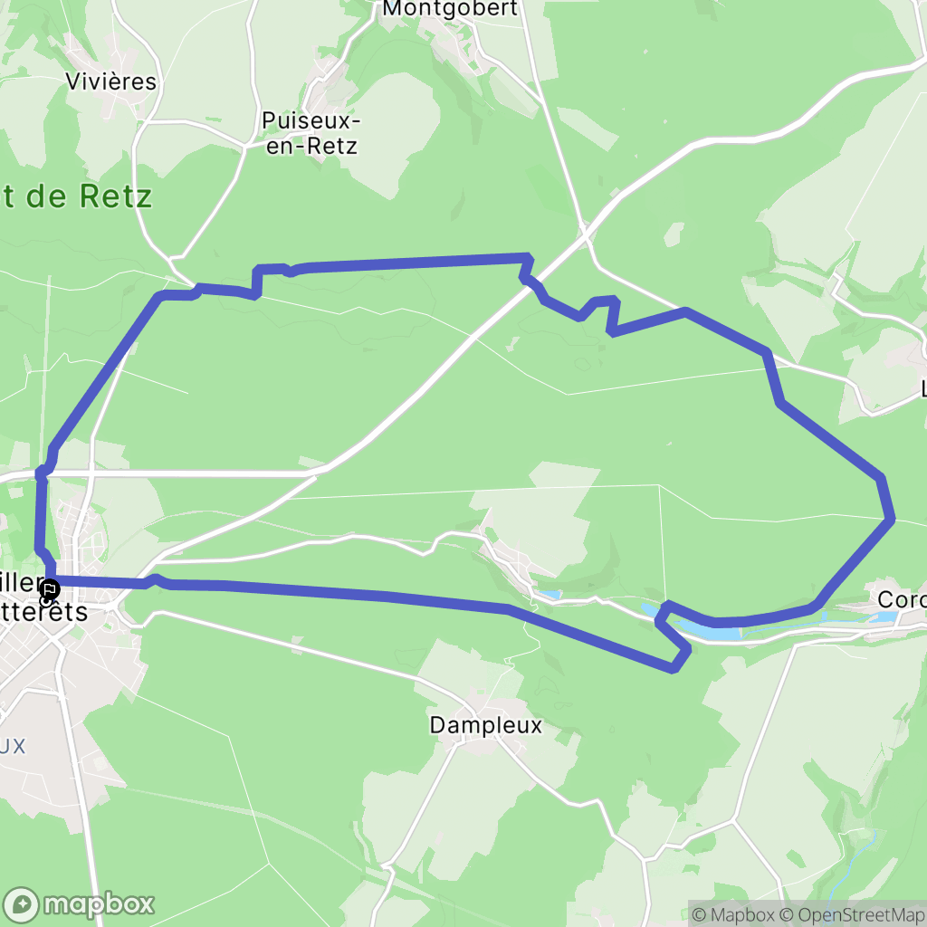 Villers-Cotterêts : carte du parcours de randonnée - France