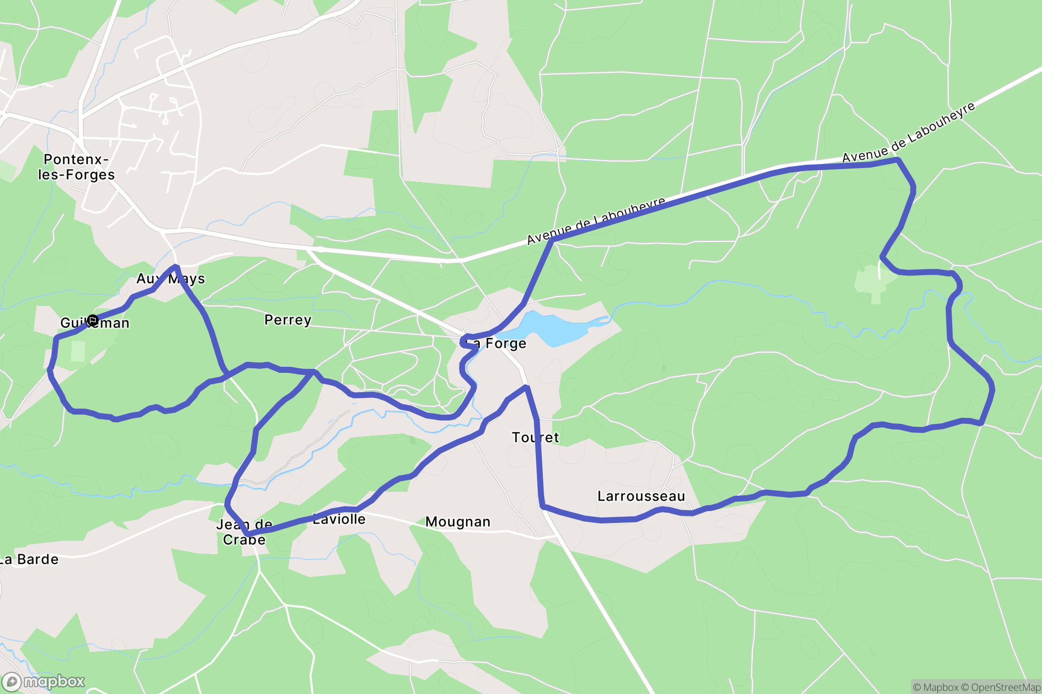 Pontenx-les-Forges : carte du parcours de randonnée - France