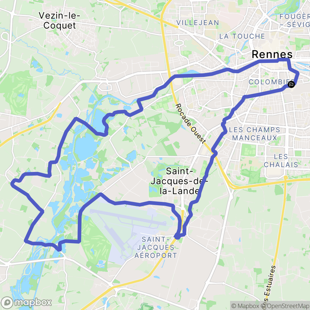 Rennes : carte du parcours de randonnée - France