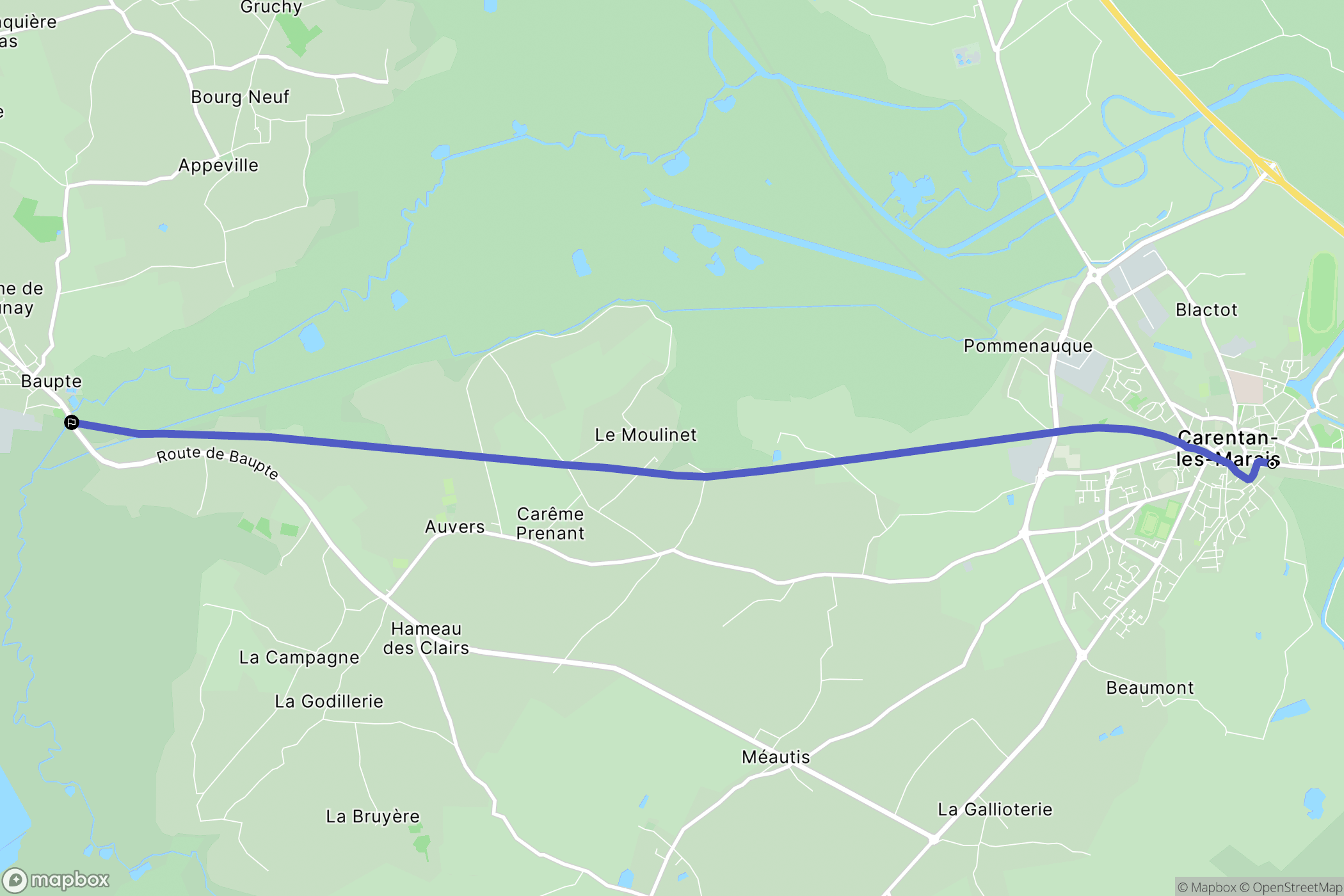 Carentan-les-Marais : carte du parcours de randonnée - France