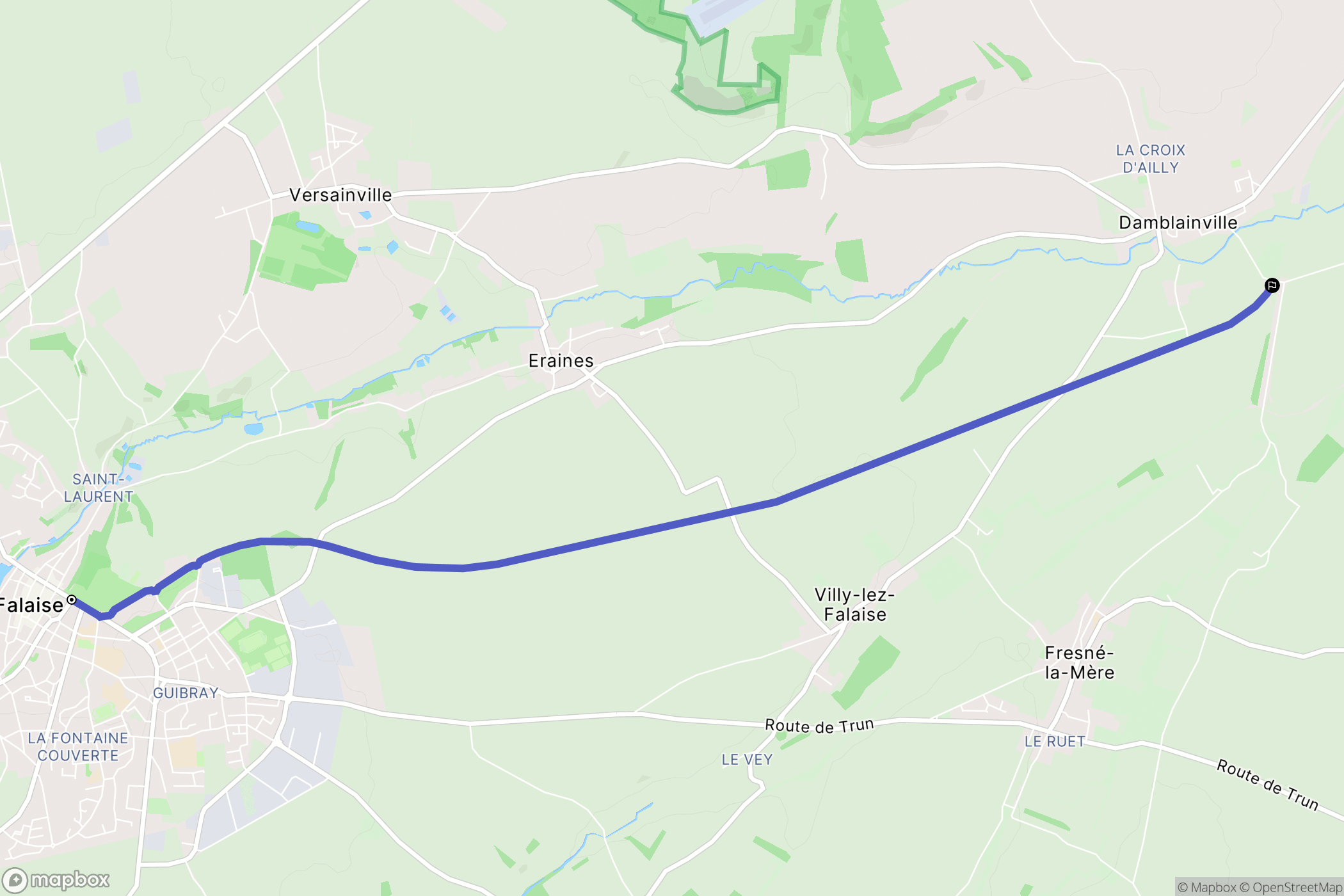 Falaise : carte du parcours de randonnée - France