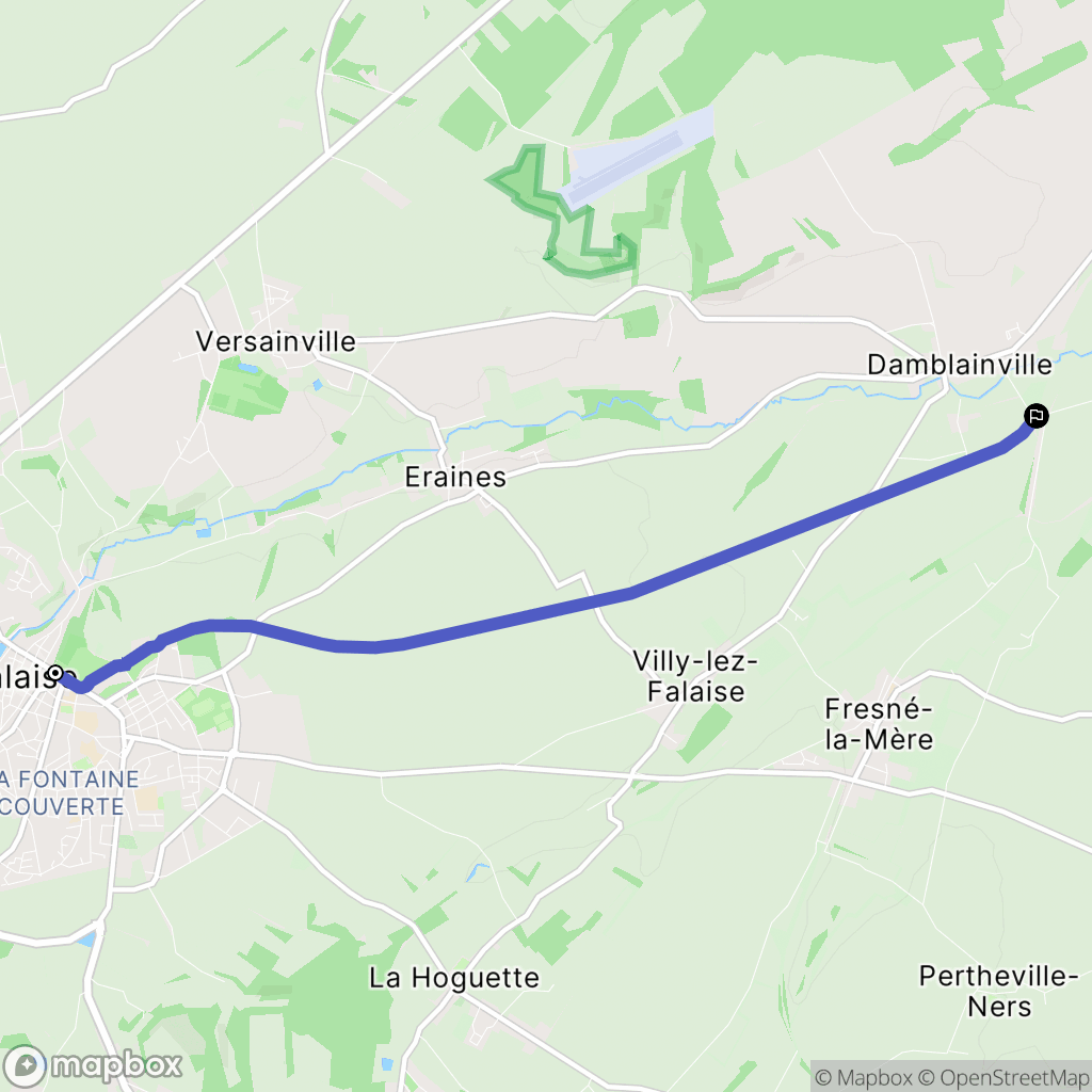 Falaise : carte du parcours de randonnée - France