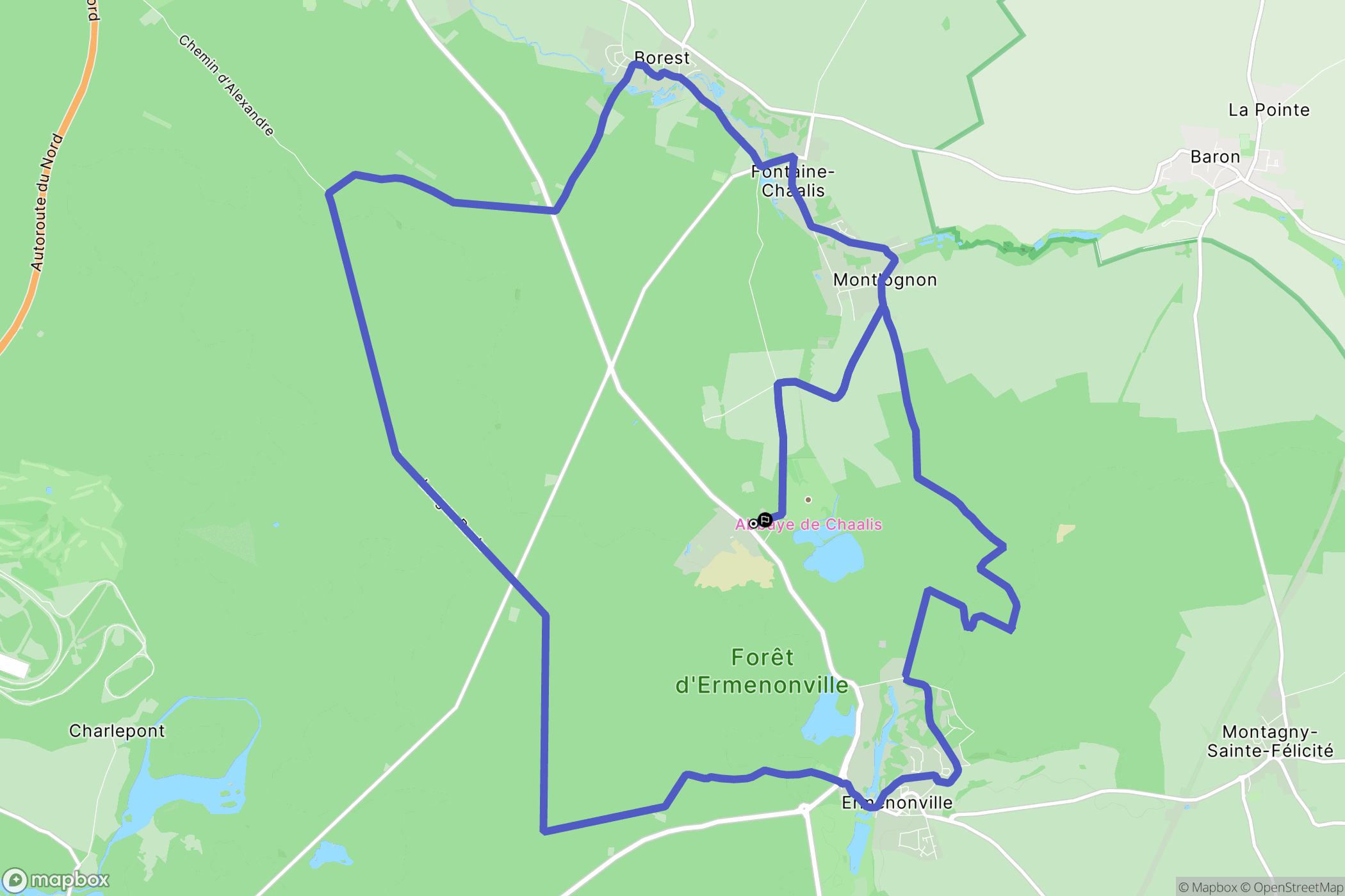 Fontaine-Chaalis : carte du parcours de randonnée - France