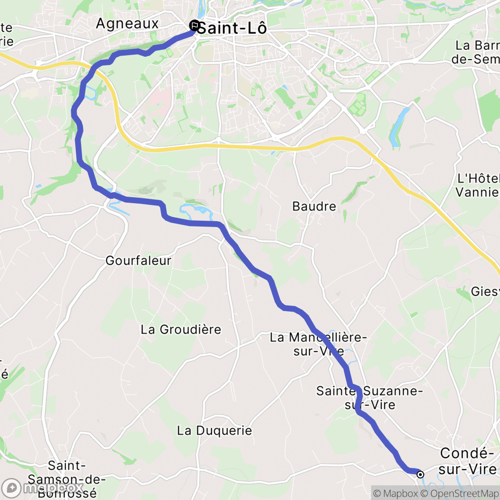 Condé-Sur-Vire : carte du parcours de randonnée - France