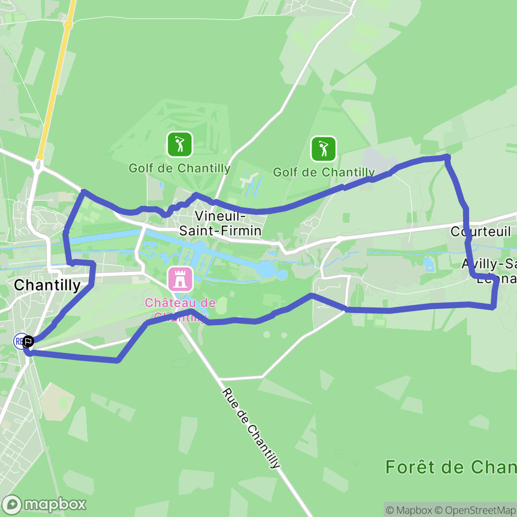 Chantilly : carte du parcours de randonnée - France