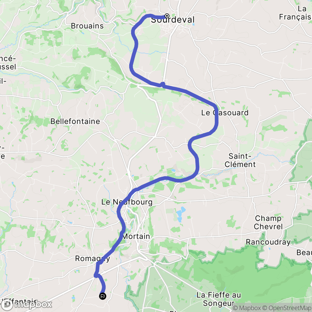Sourdeval : carte du parcours de randonnée - France