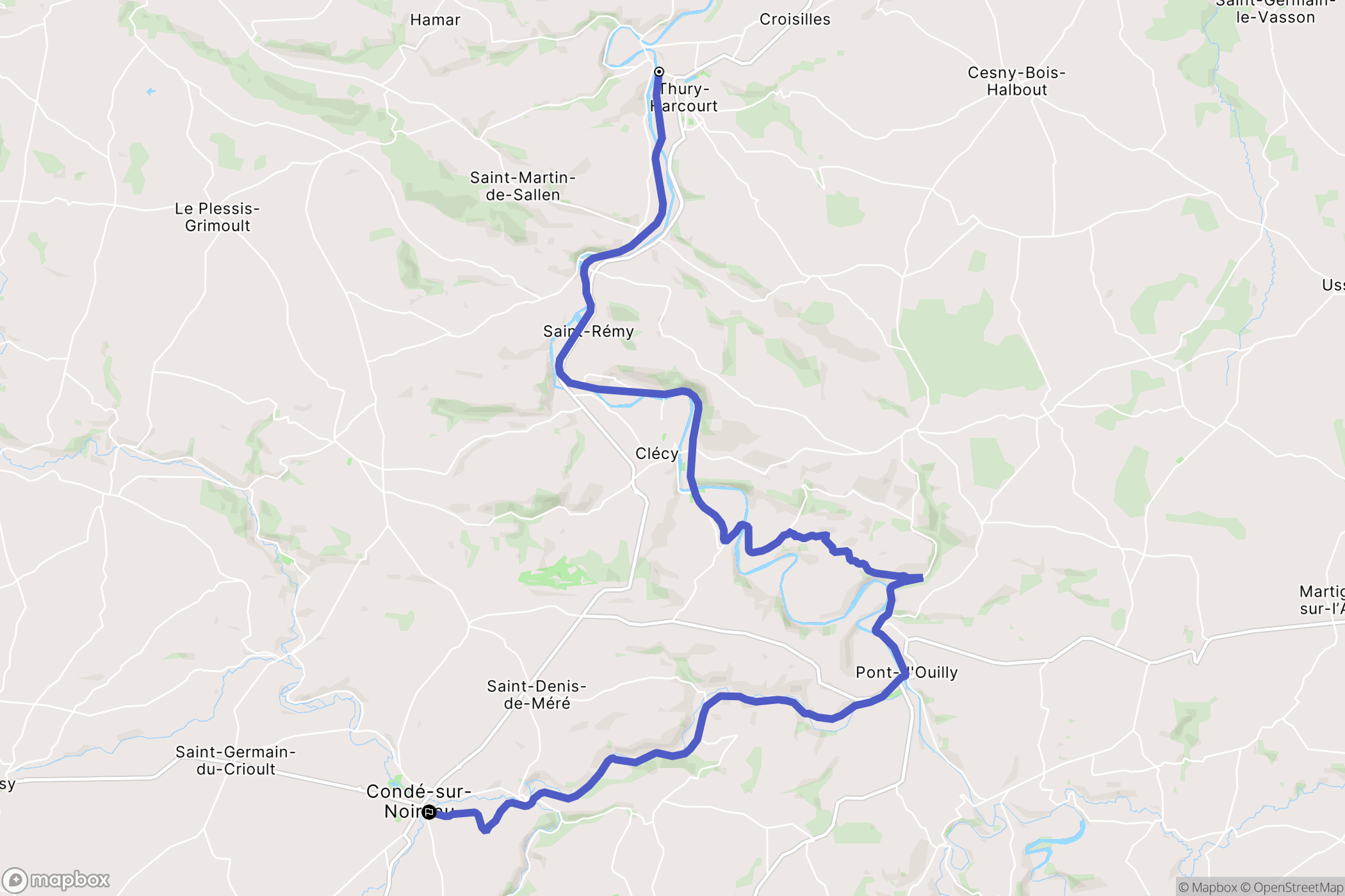 Le Hom : carte du parcours de randonnée - France