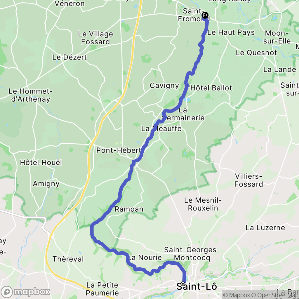 Saint-Lô : carte du parcours de randonnée - France