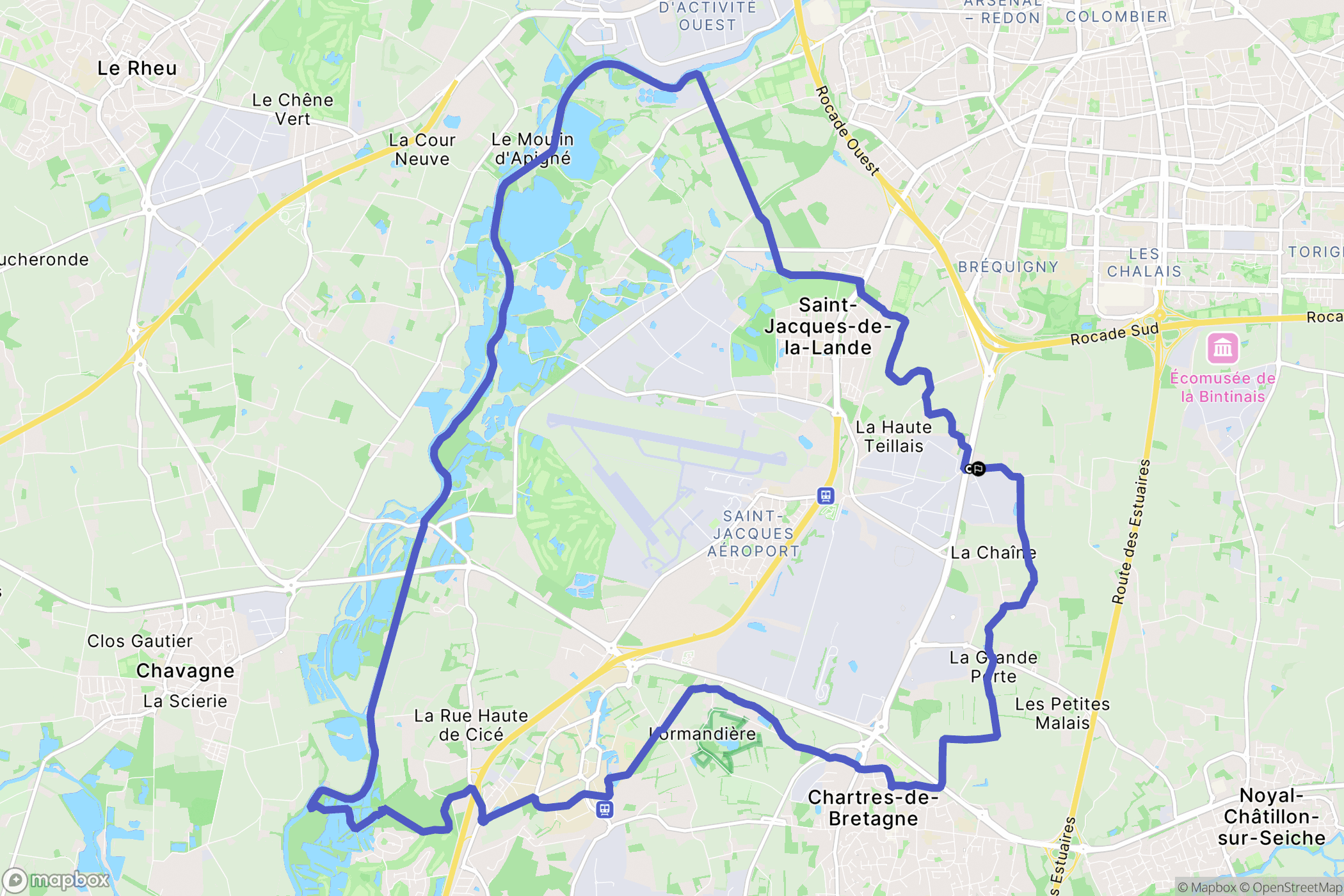 Saint-Jacques-de-la-Lande : carte du parcours de randonnée - France
