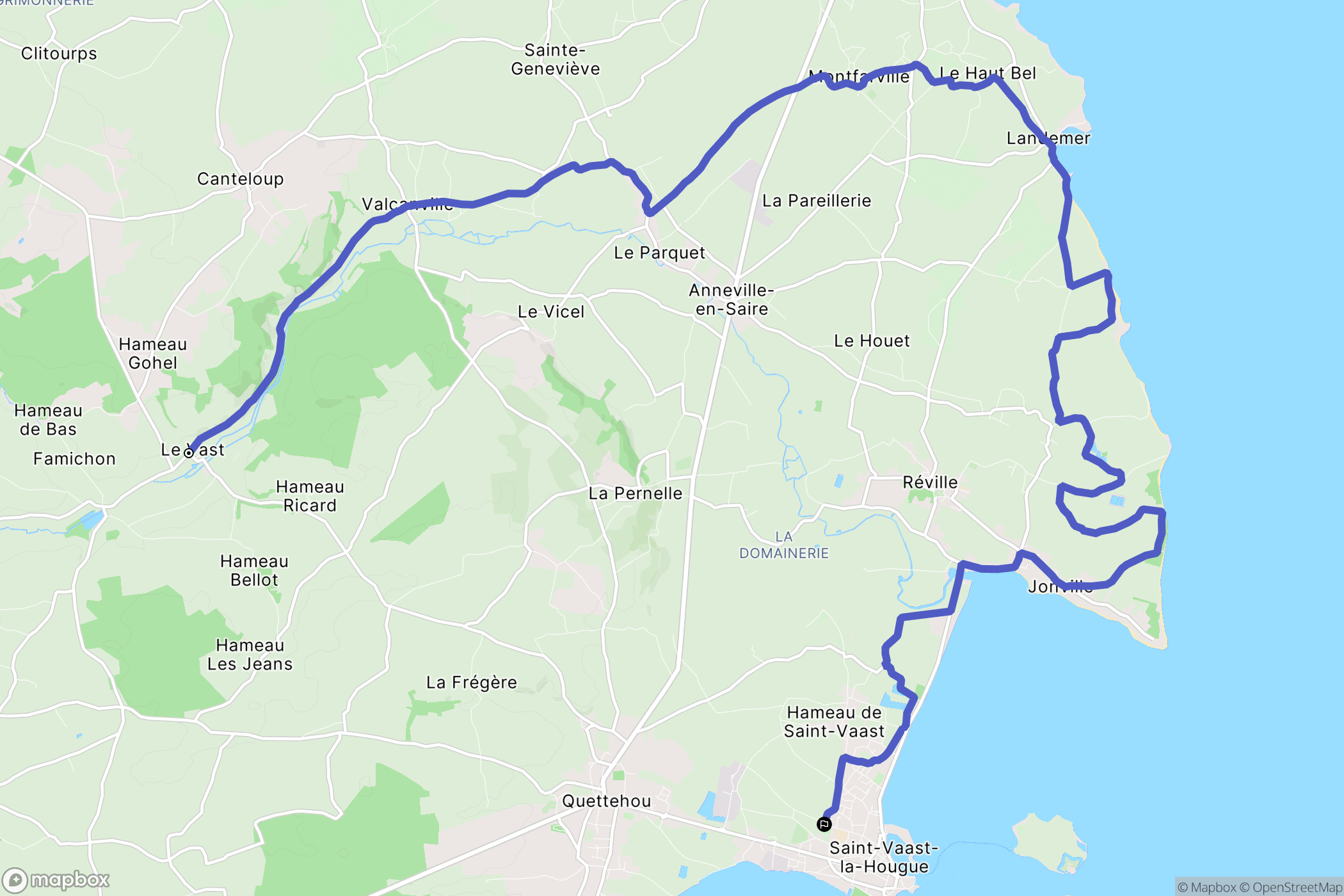 Le Vast : carte du parcours de randonnée - France