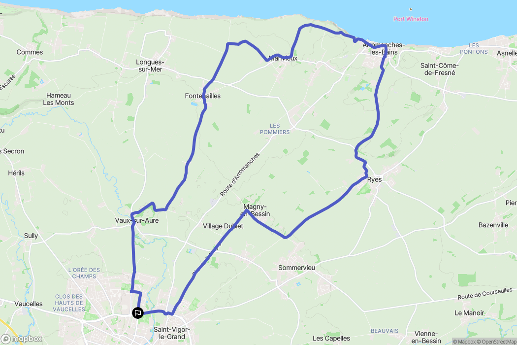 Bayeux : carte du parcours de randonnée - France