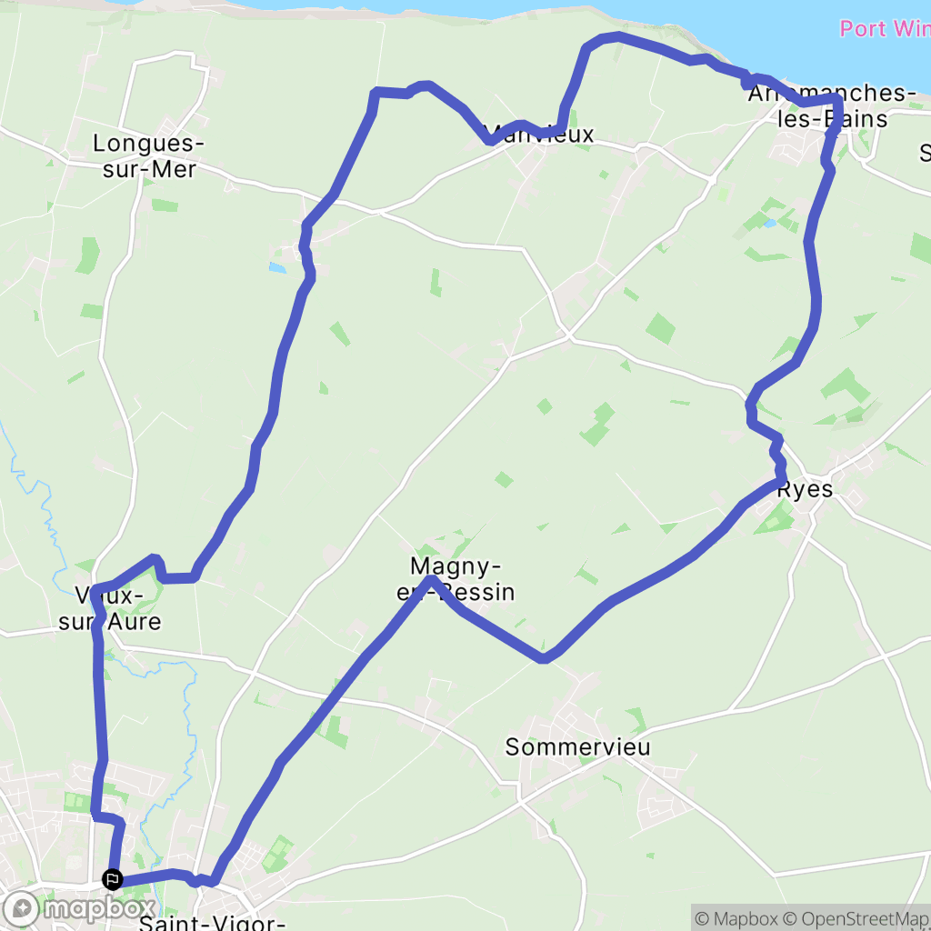 Bayeux : carte du parcours de randonnée - France