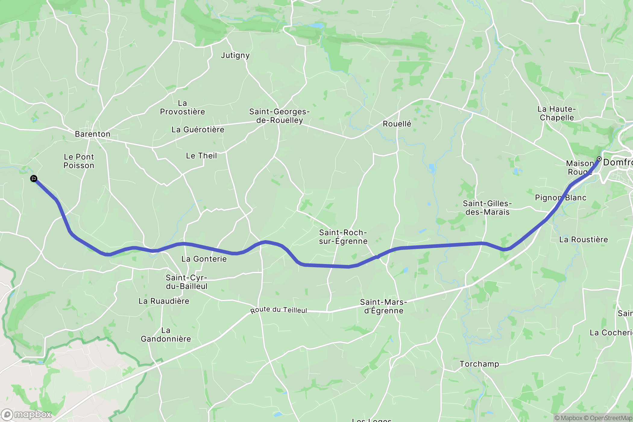 Domfront : carte du parcours de randonnée - France