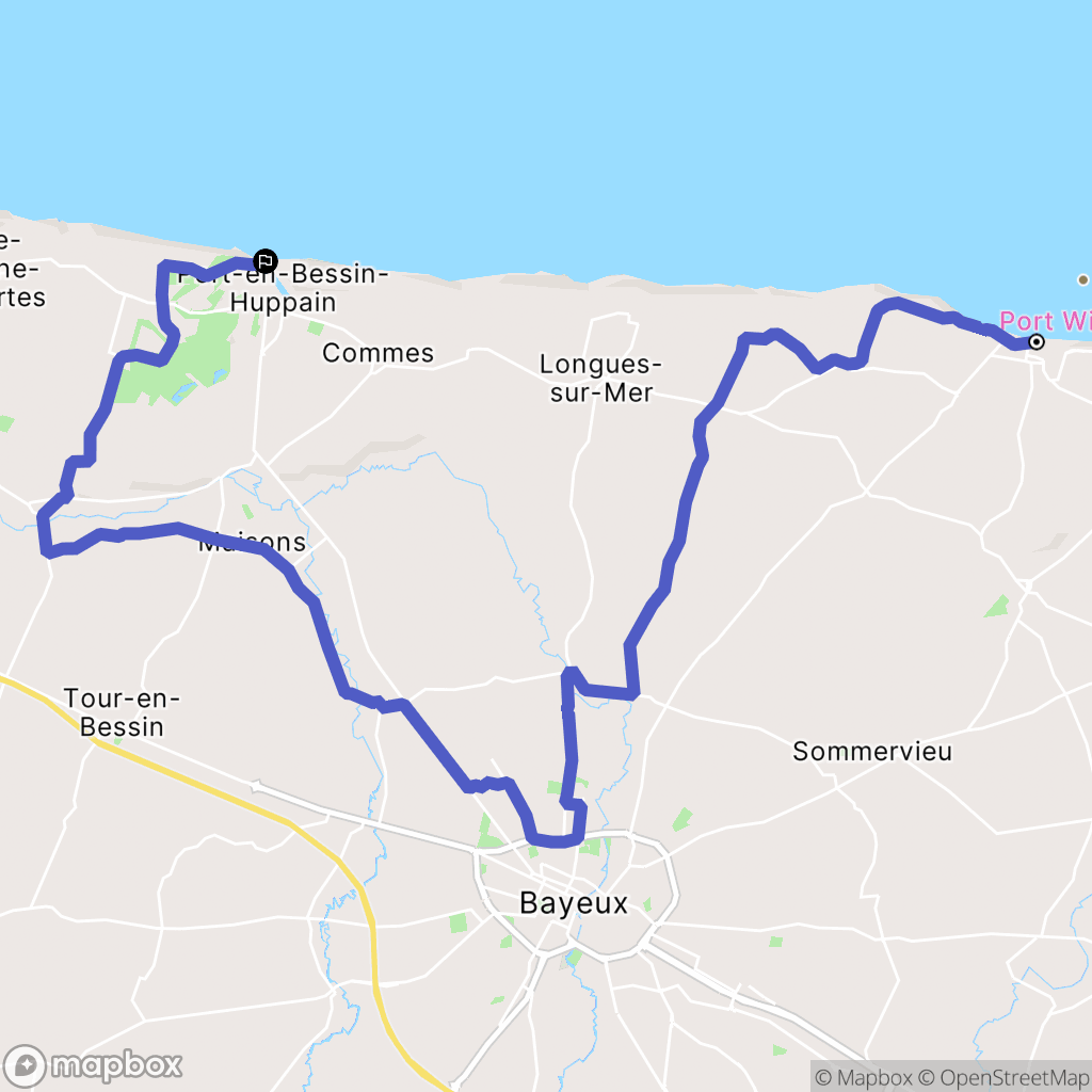 Arromanches-les-Bains : carte du parcours de randonnée - France