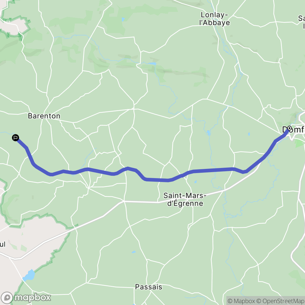 Domfront : carte du parcours de randonnée - France