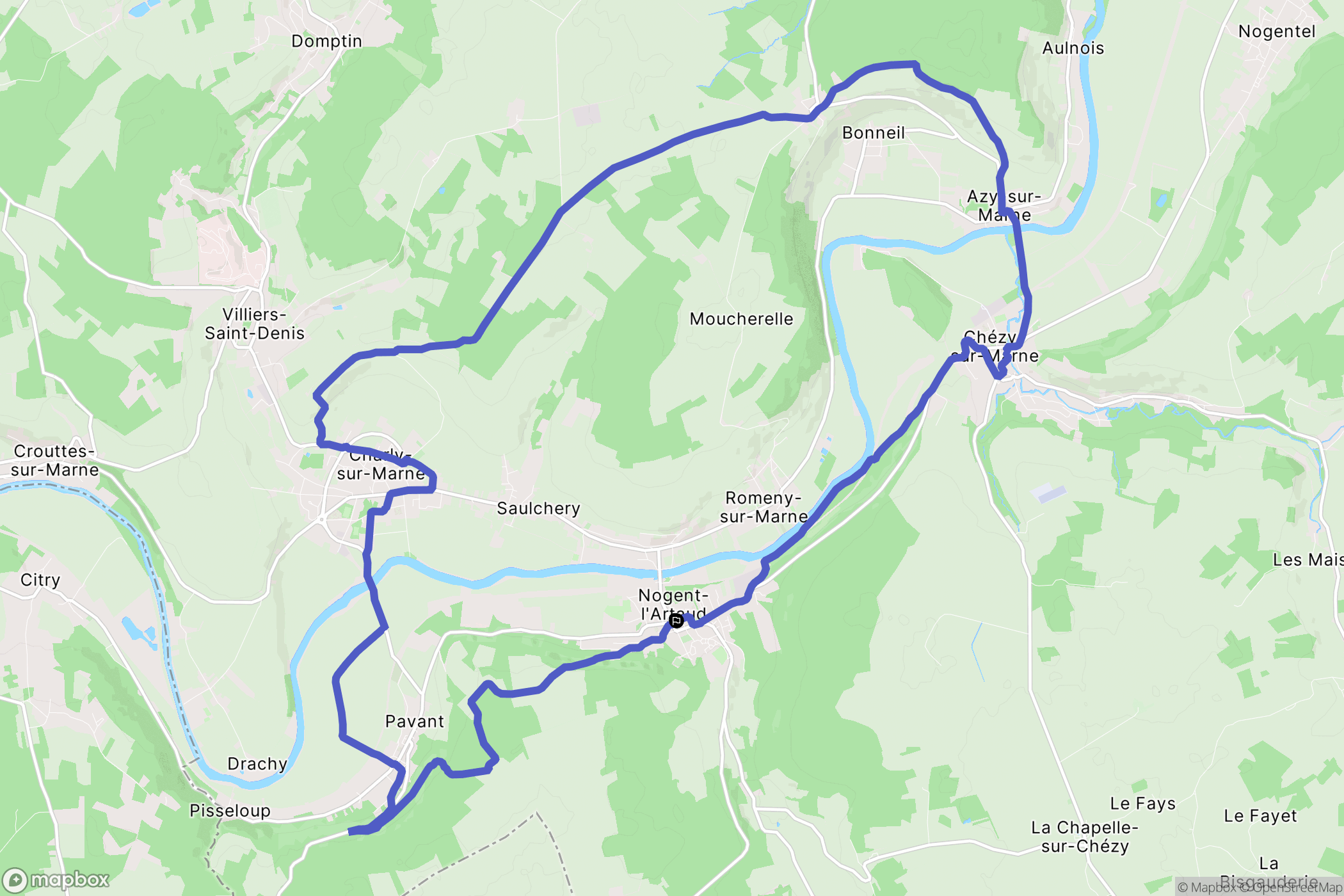 Nogent-l'Artaud : carte du parcours de randonnée - France