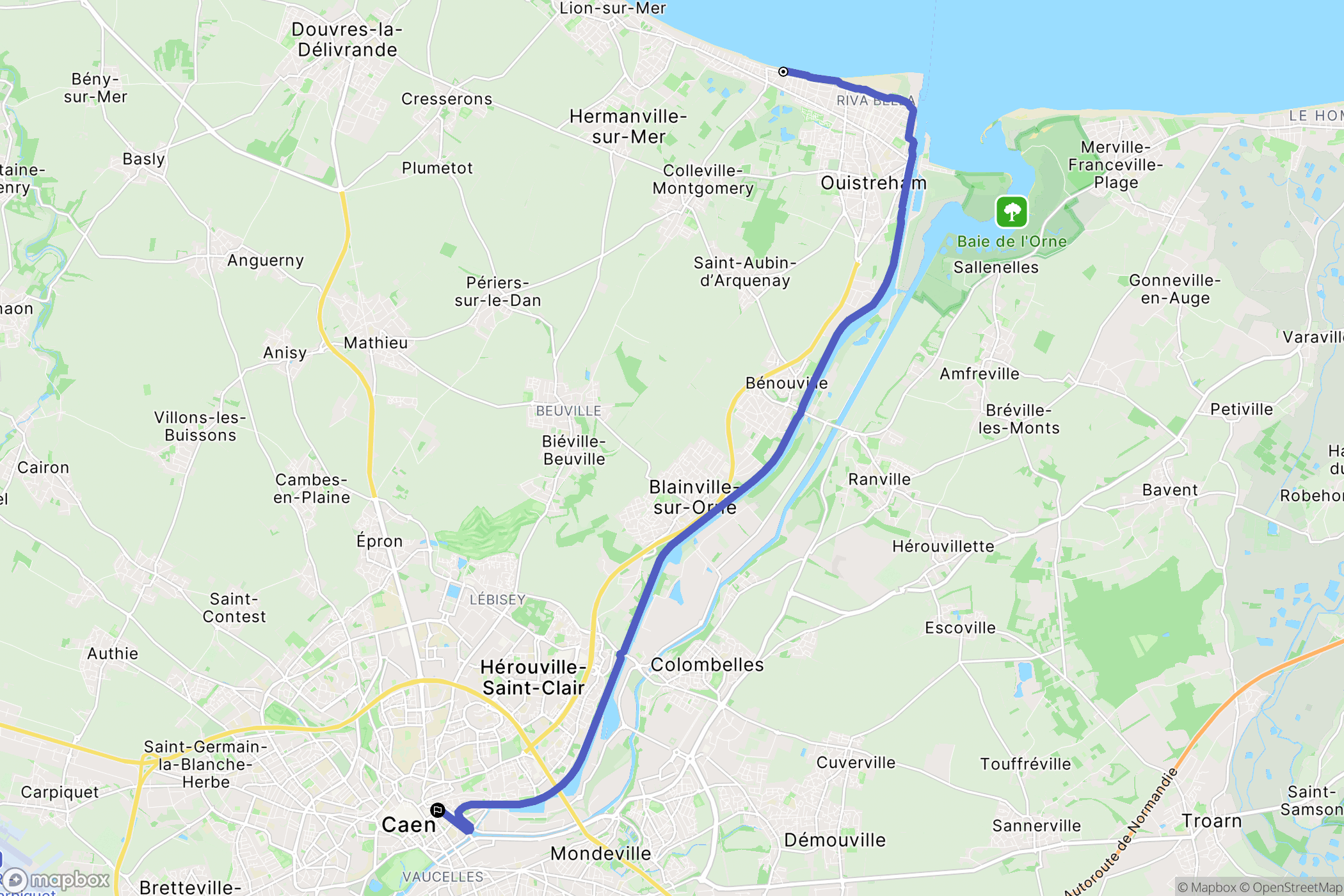 Ouistreham : carte du parcours de randonnée - France