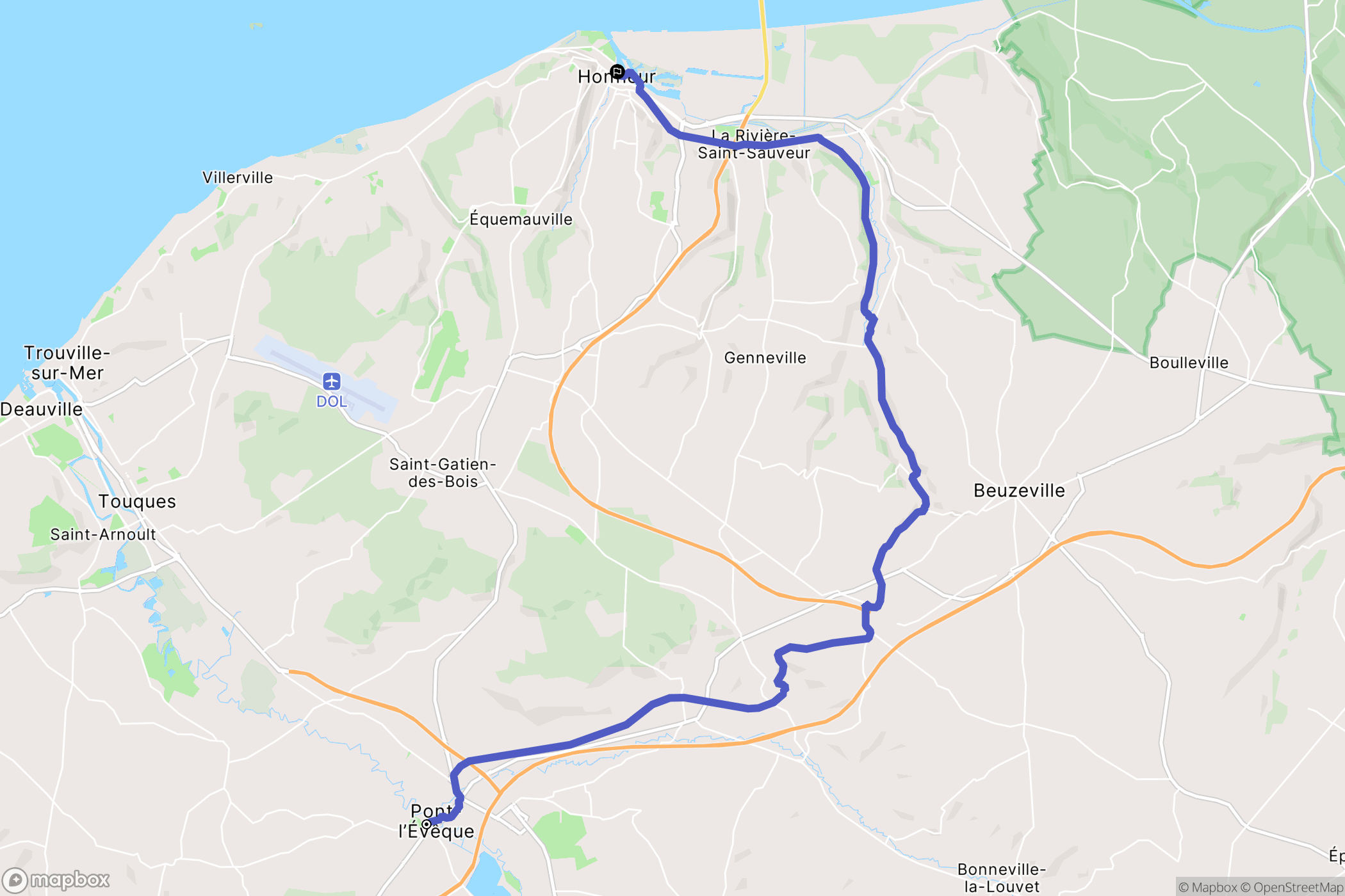 Pont-L'Evêque : carte du parcours de randonnée - France