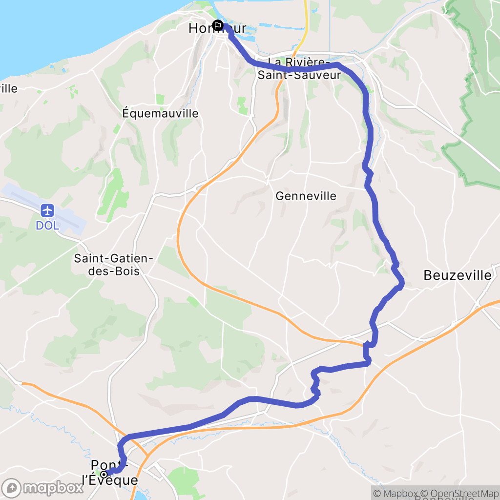 Pont-L'Evêque : carte du parcours de randonnée - France
