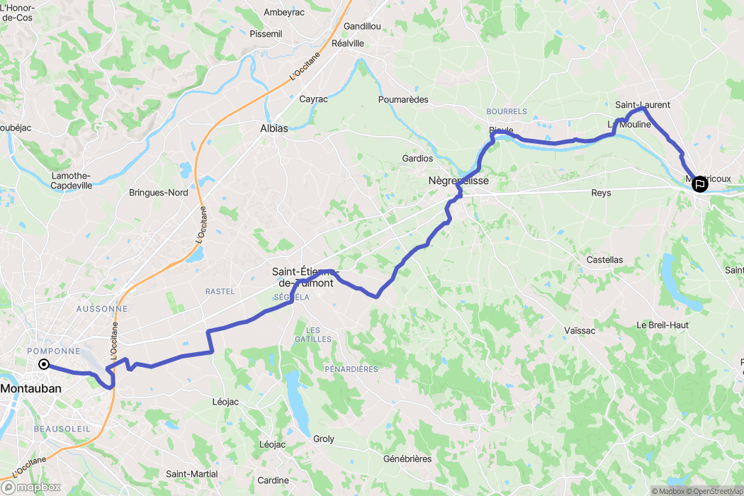 Montauban : carte du parcours de randonnée - France