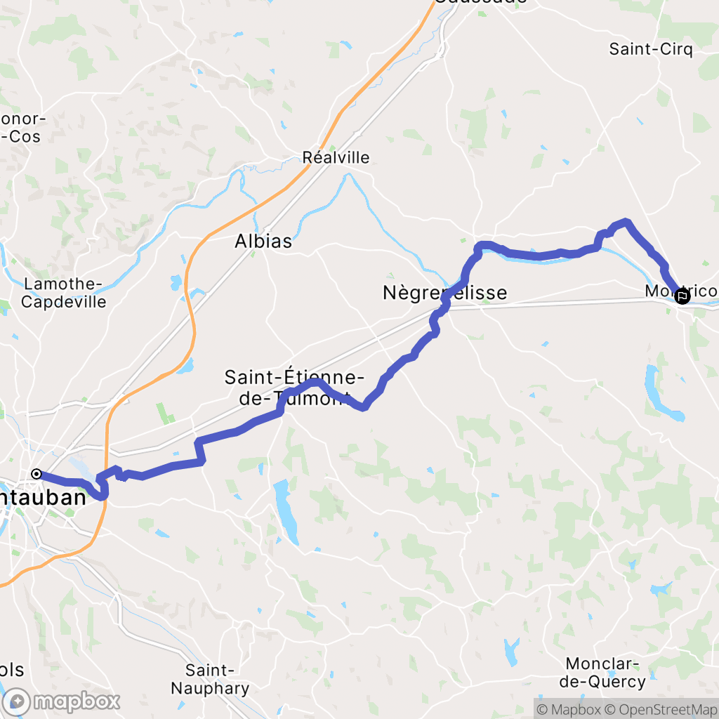 Montauban : carte du parcours de randonnée - France