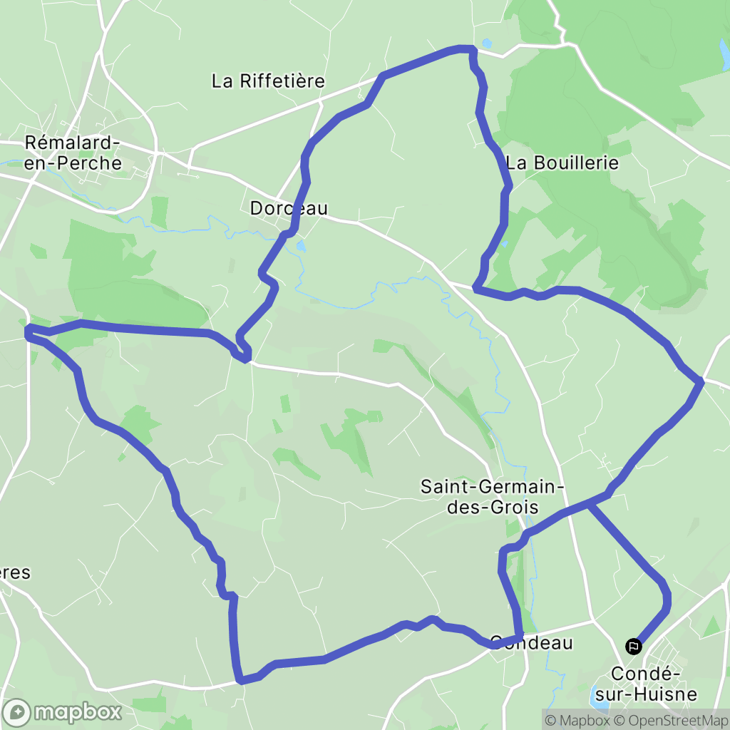 Condé-sur-Huisne : carte du parcours de randonnée - France