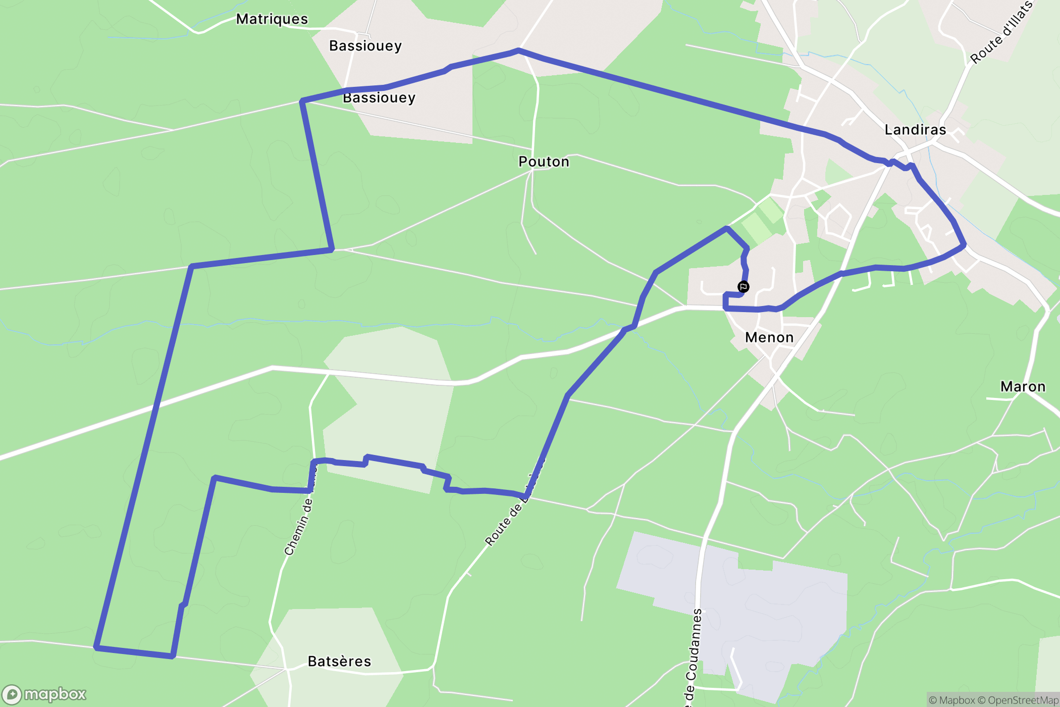 Landiras : carte du parcours de randonnée - France