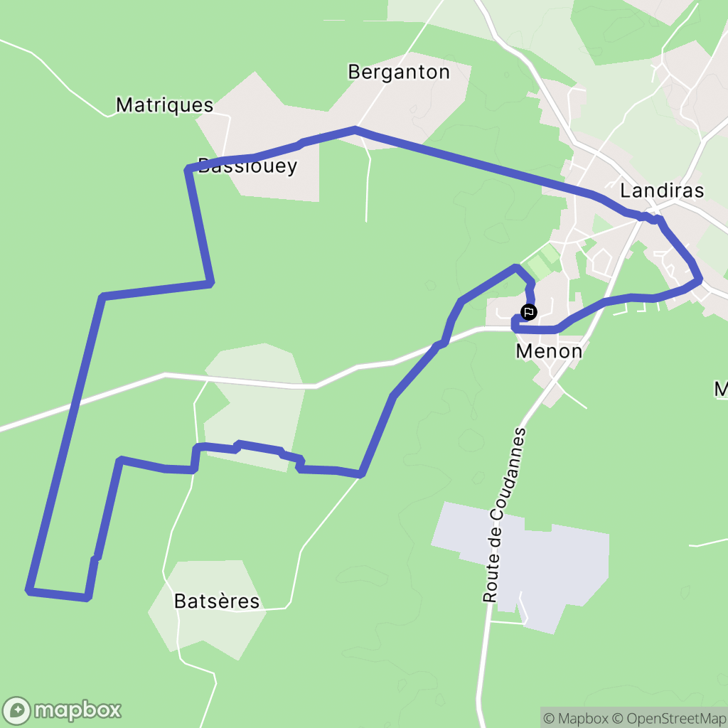 Landiras : carte du parcours de randonnée - France