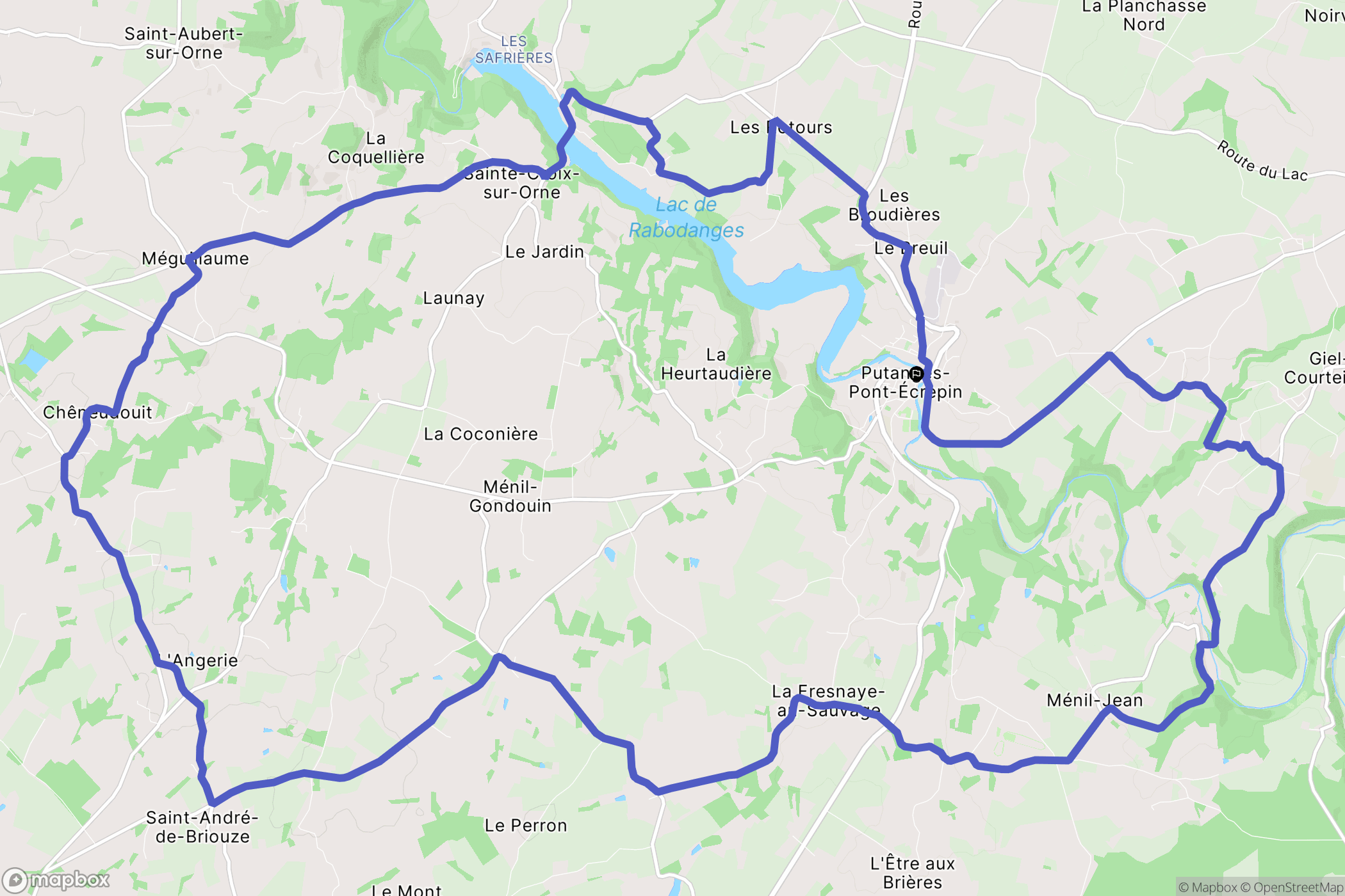 Putanges-le-Lac : carte du parcours de randonnée - France