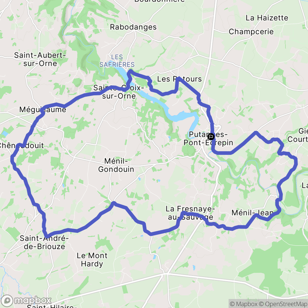 Putanges-le-Lac : carte du parcours de randonnée - France
