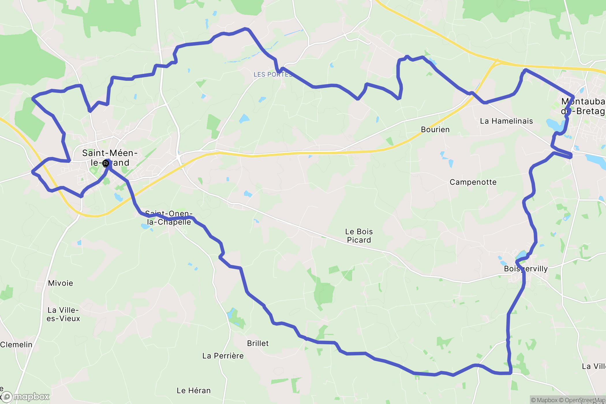 Saint-Méen-le-Grand : carte du parcours de randonnée - France
