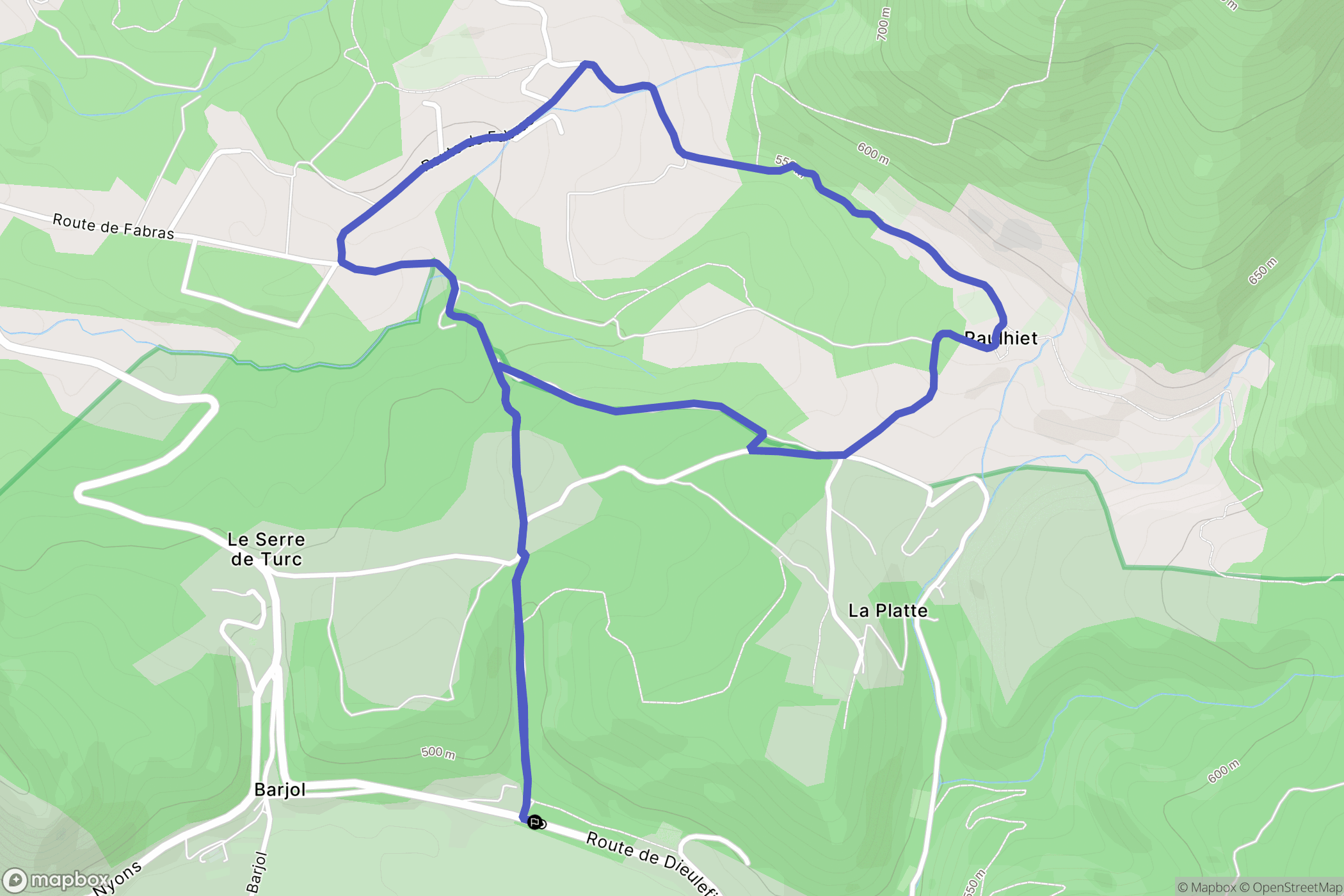 Montjoux : carte du parcours de randonnée - France