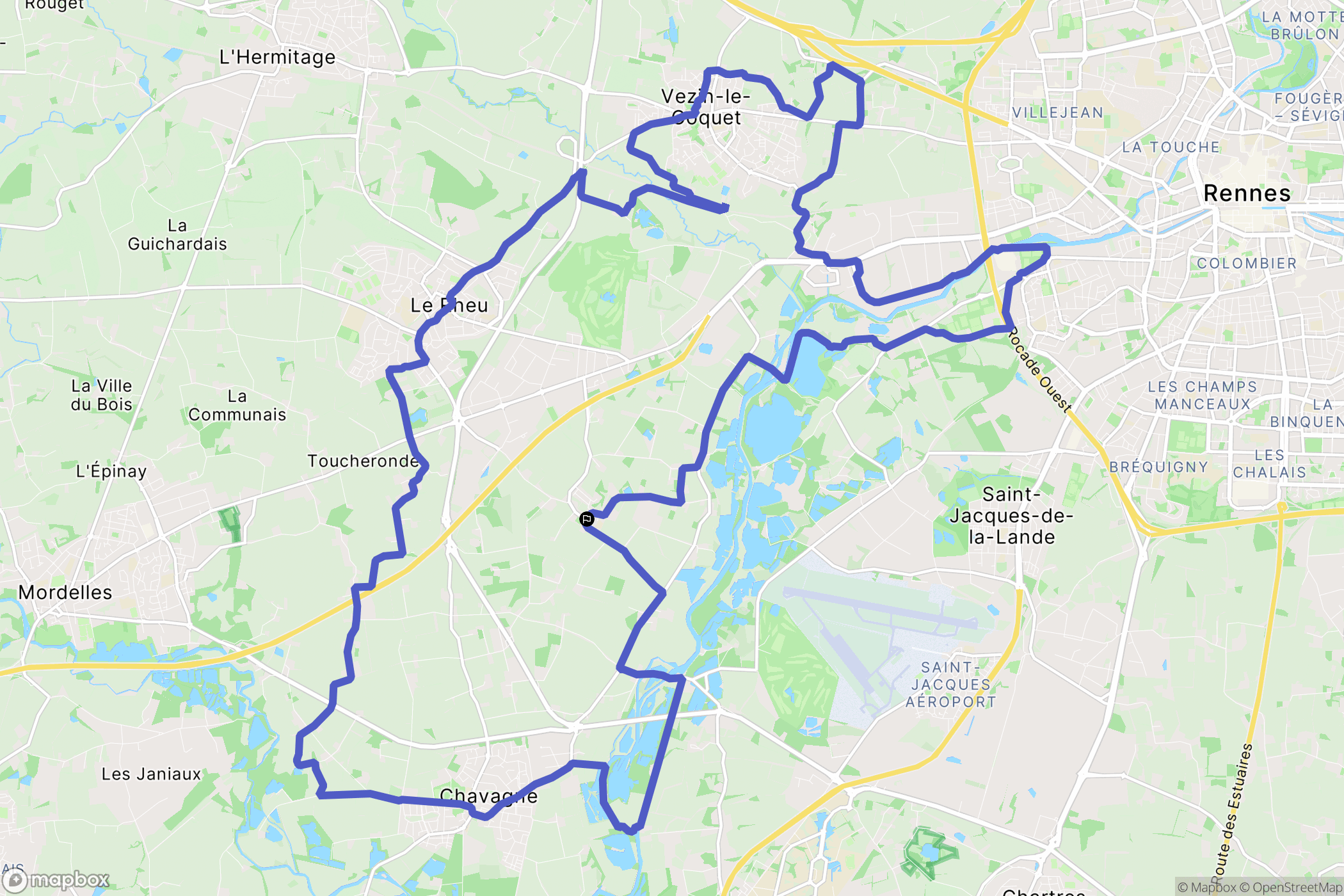 Le Rheu : carte du parcours de randonnée - France