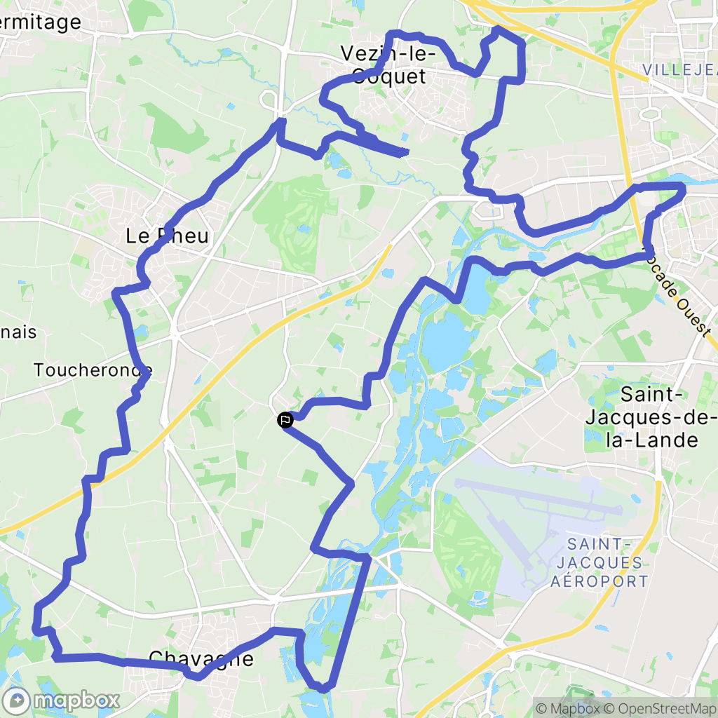 Le Rheu : carte du parcours de randonnée - France