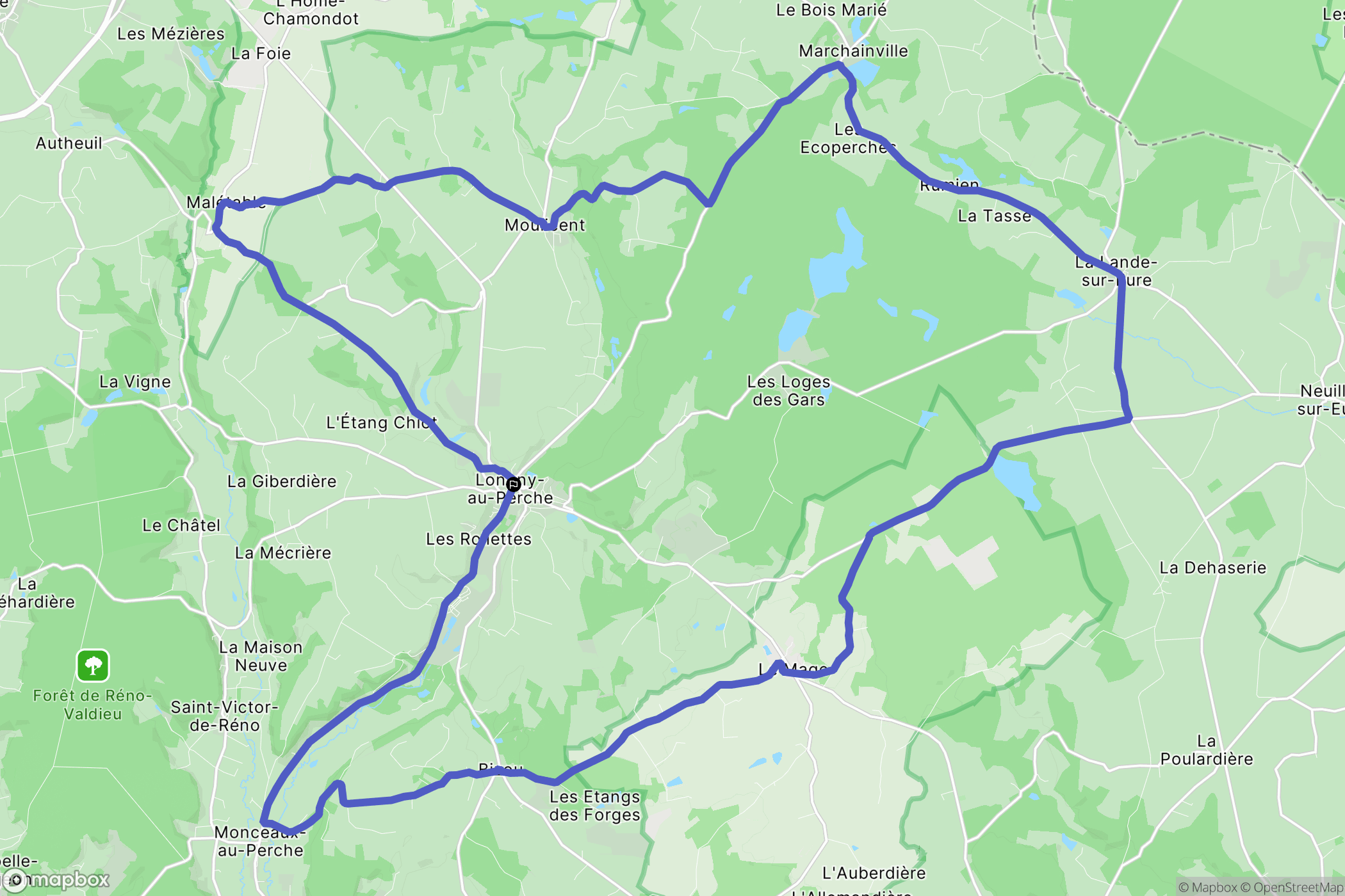Longny-les-Villages : carte du parcours de randonnée - France