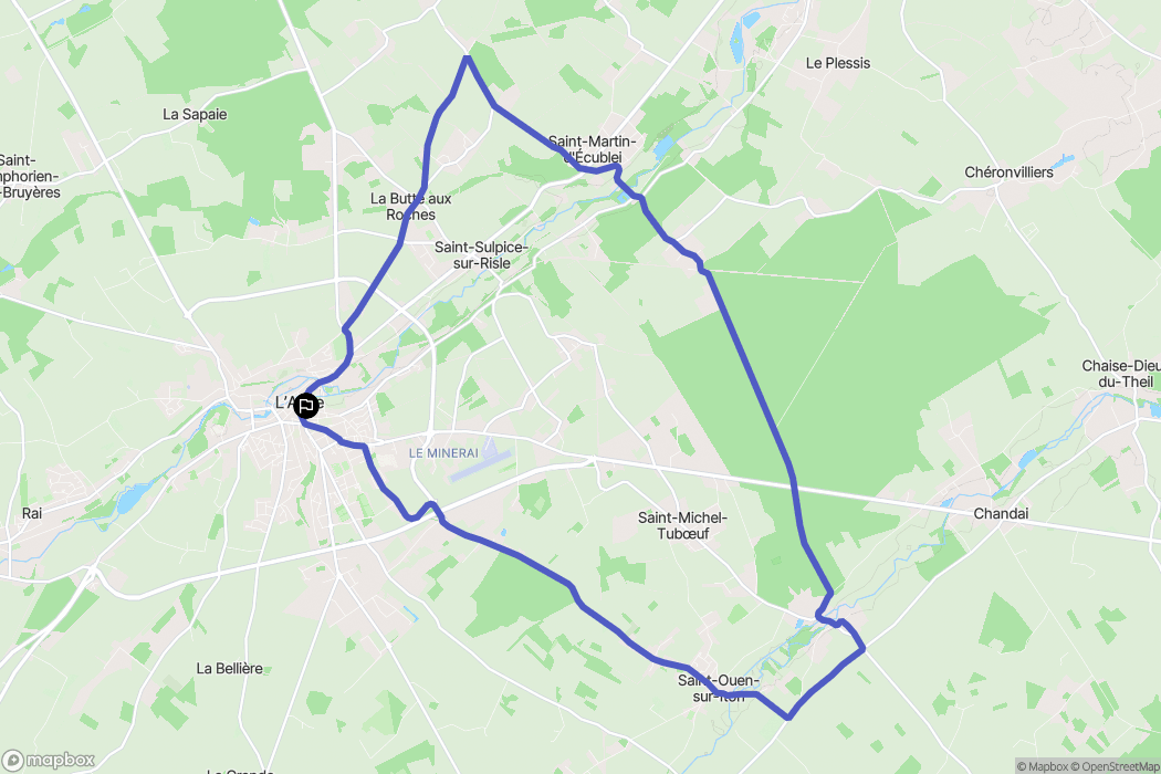 L'Aigle : carte du parcours de randonnée - France