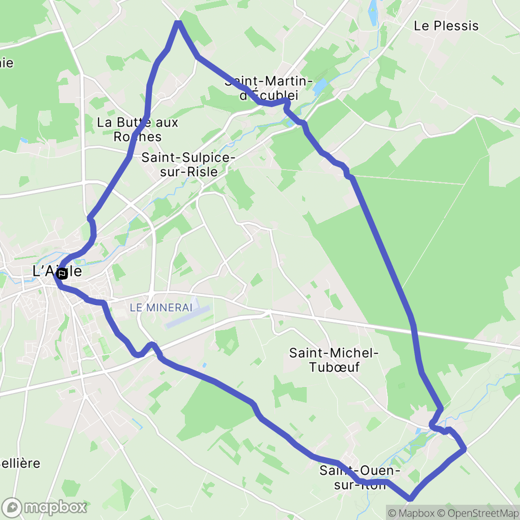 L'Aigle : carte du parcours de randonnée - France