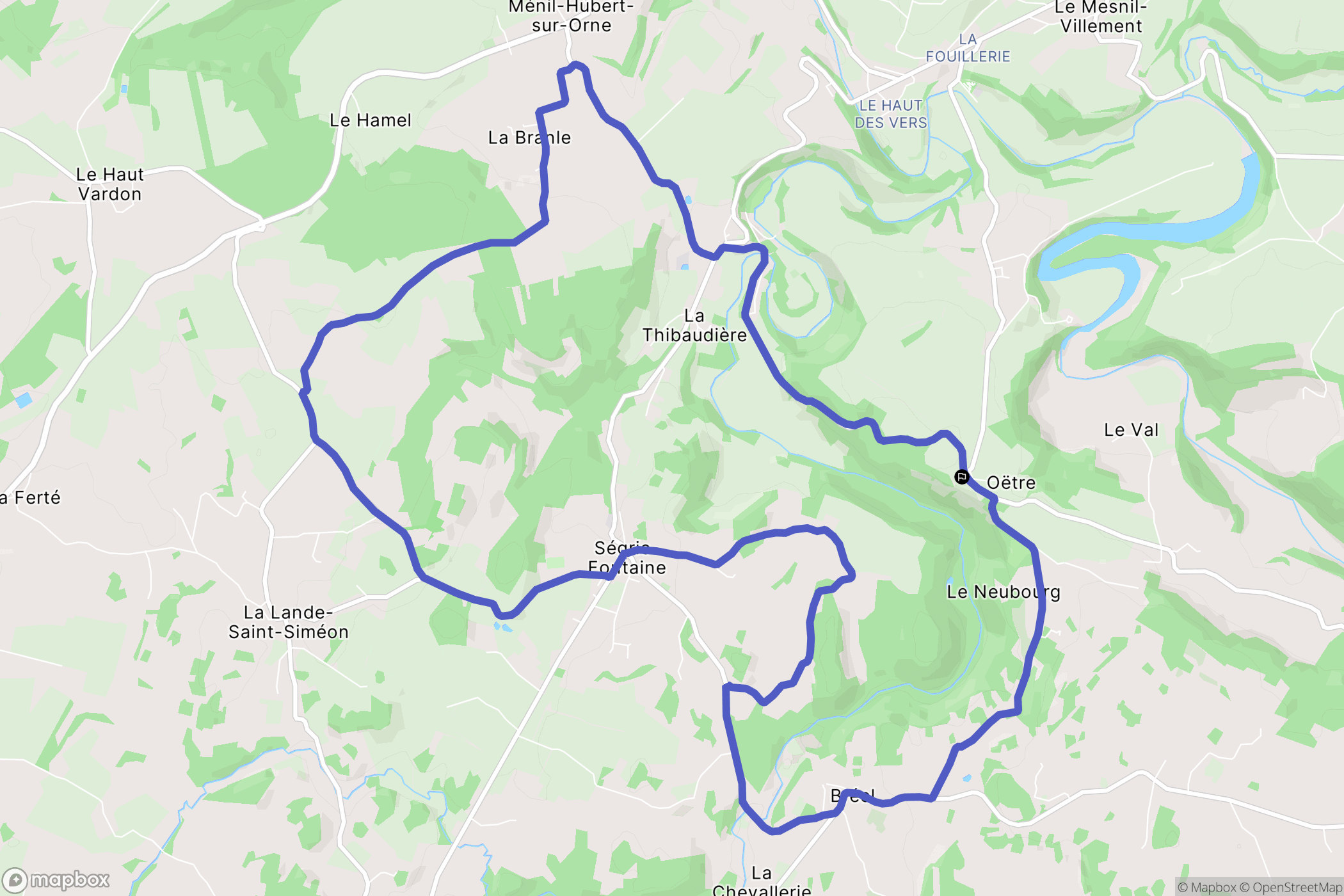 Saint-Philbert-sur-Orne : carte du parcours de randonnée - France