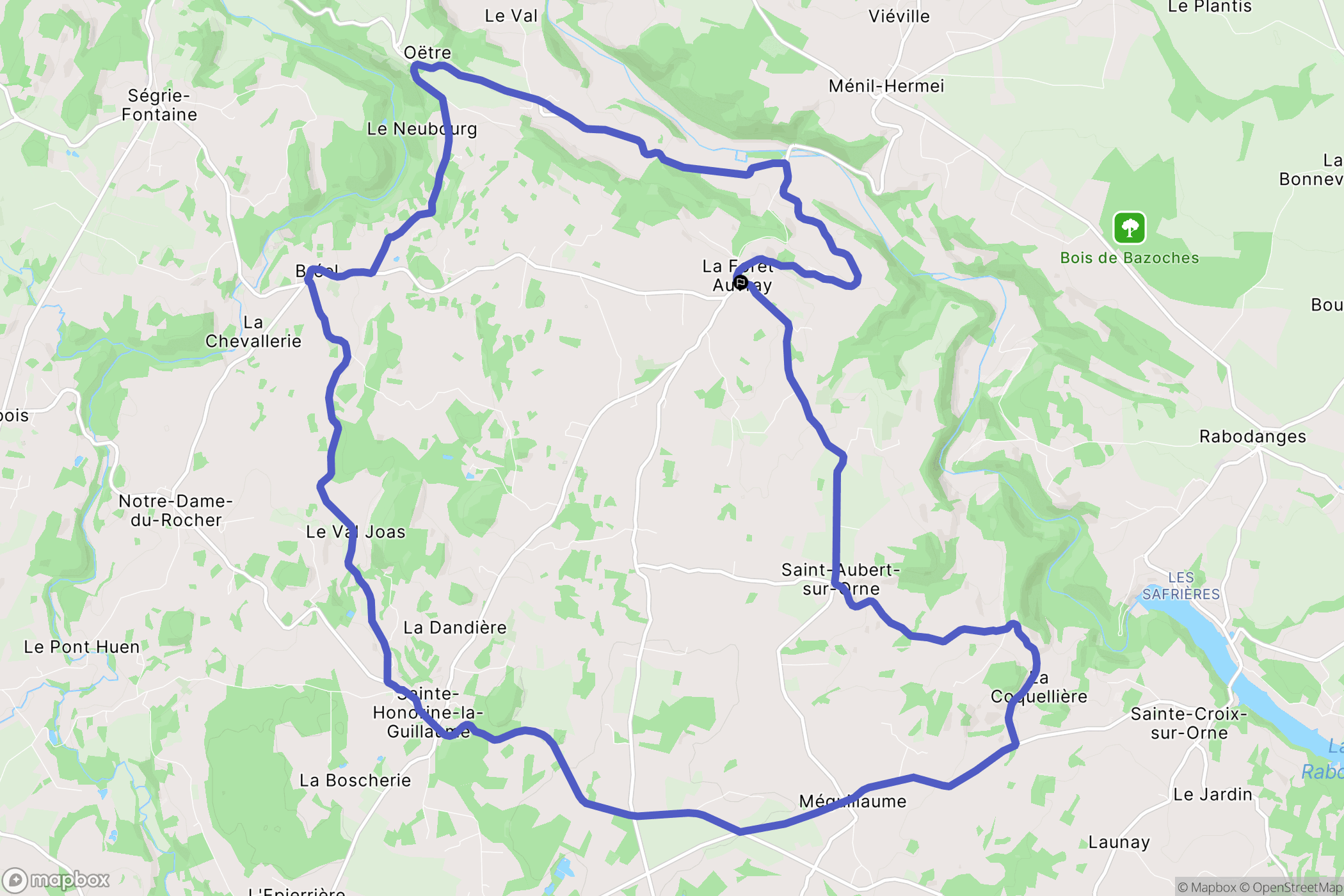 Putanges-le-Lac : carte du parcours de randonnée - France