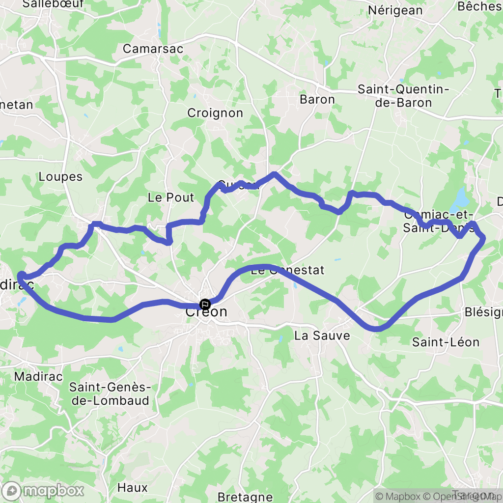 Créon : carte du parcours de randonnée - France