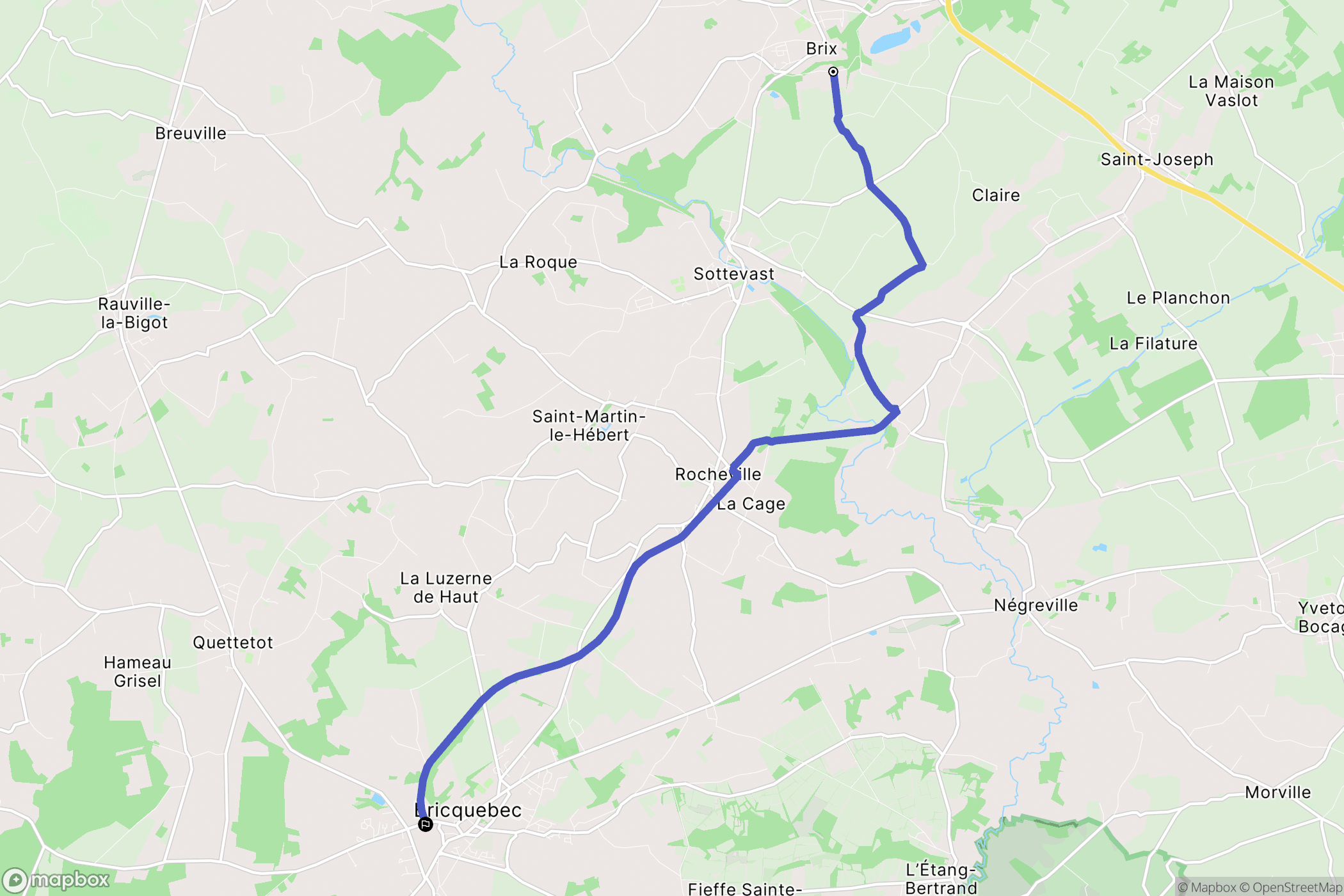 Brix : carte du parcours de randonnée - France