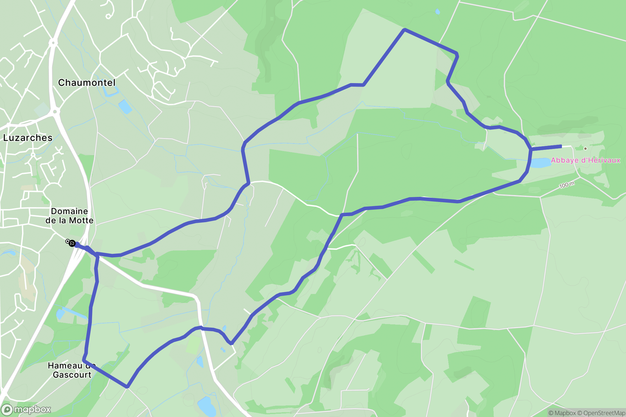 Luzarches : carte du parcours de randonnée - France
