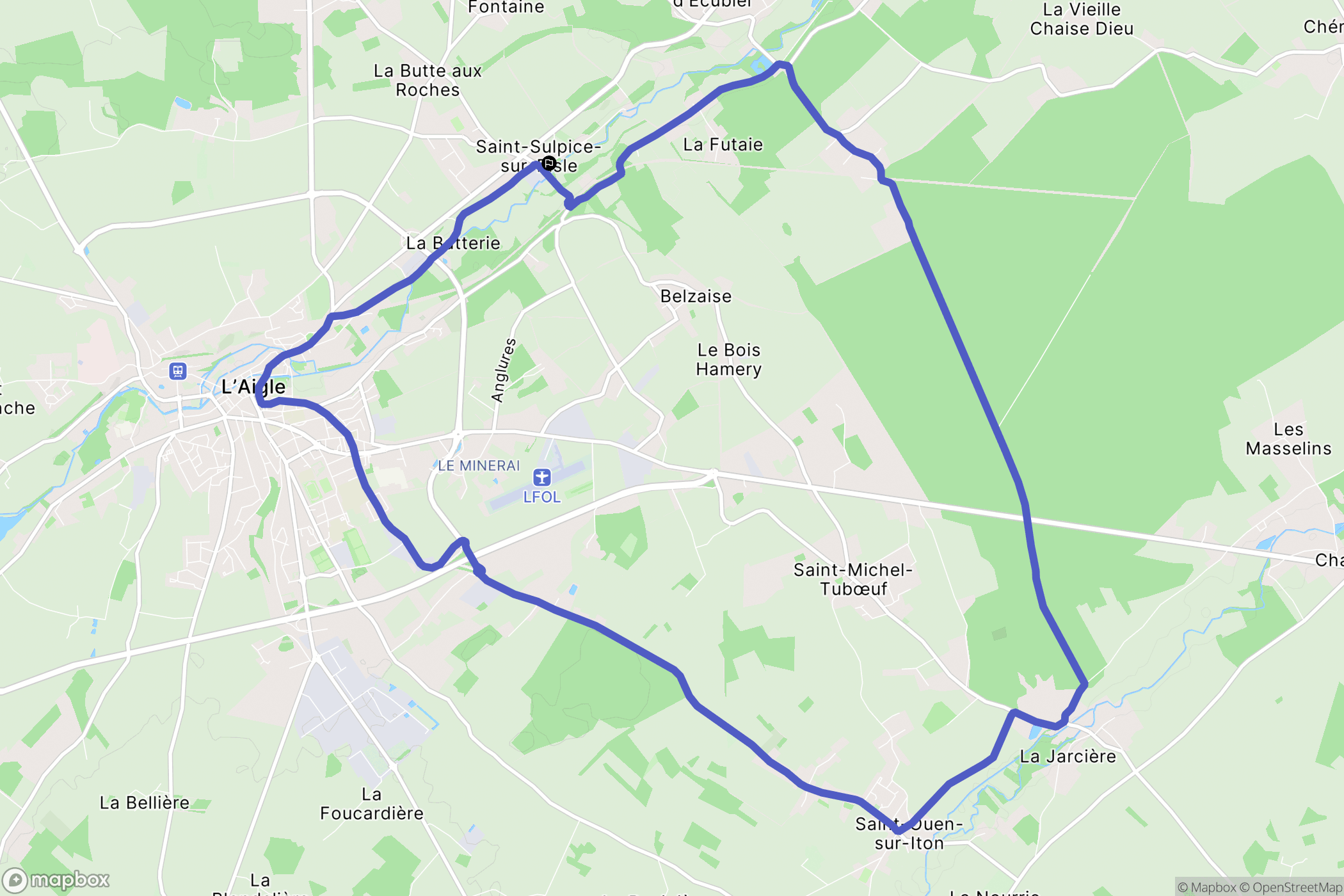 Saint-Sulpice-sur-Risle : carte du parcours de randonnée - France