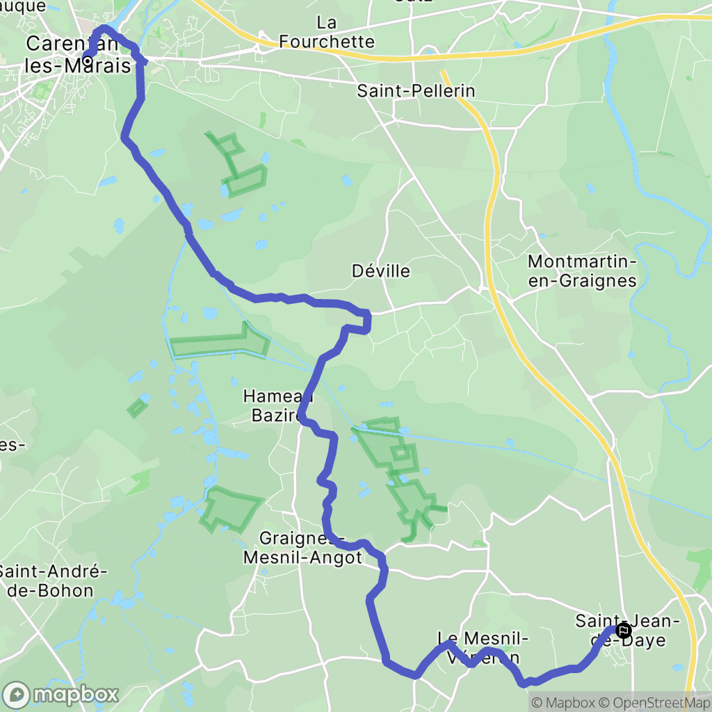 Carentan-les-Marais : carte du parcours de randonnée - France