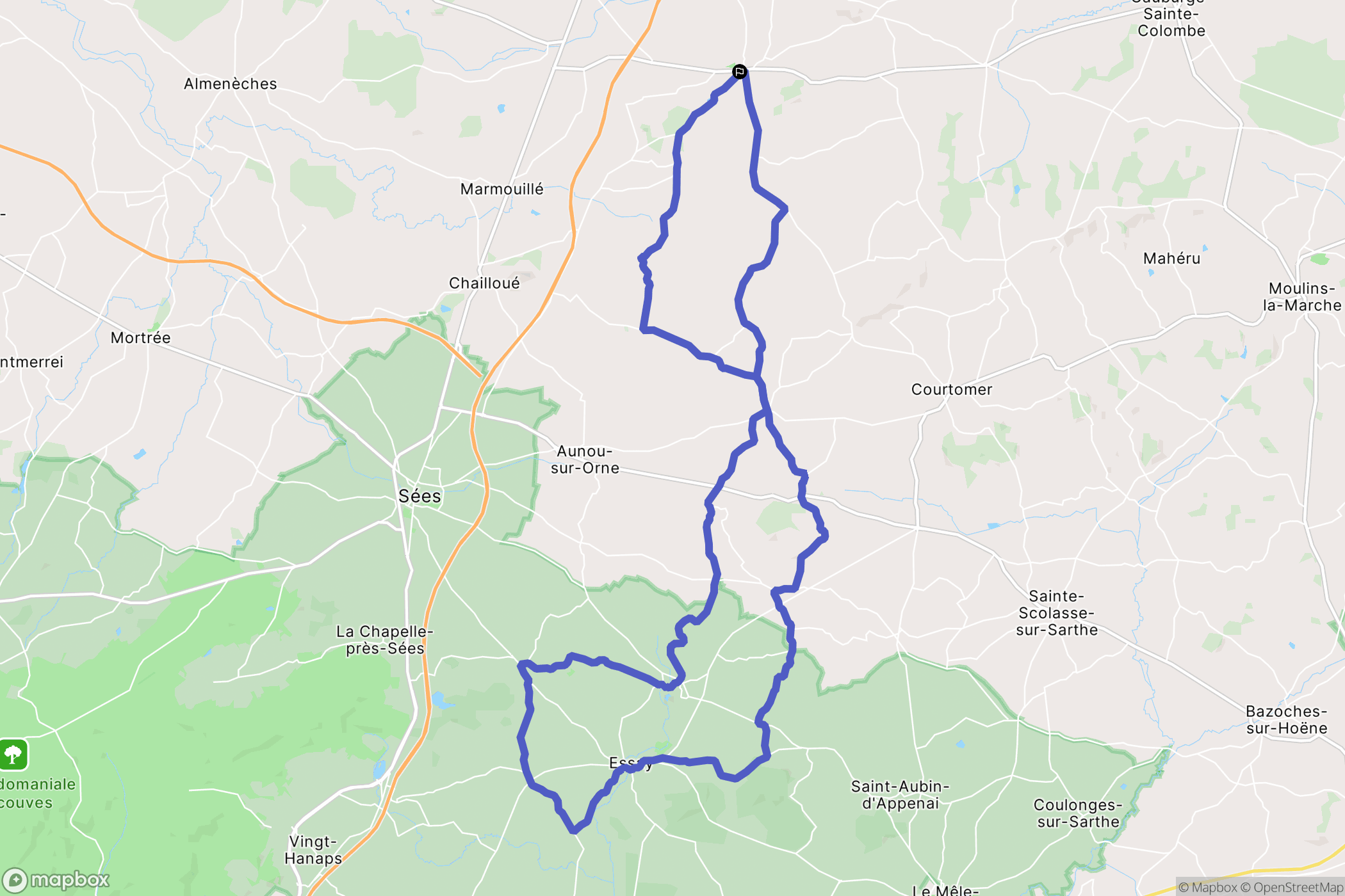 Le Merlerault : carte du parcours de randonnée - France