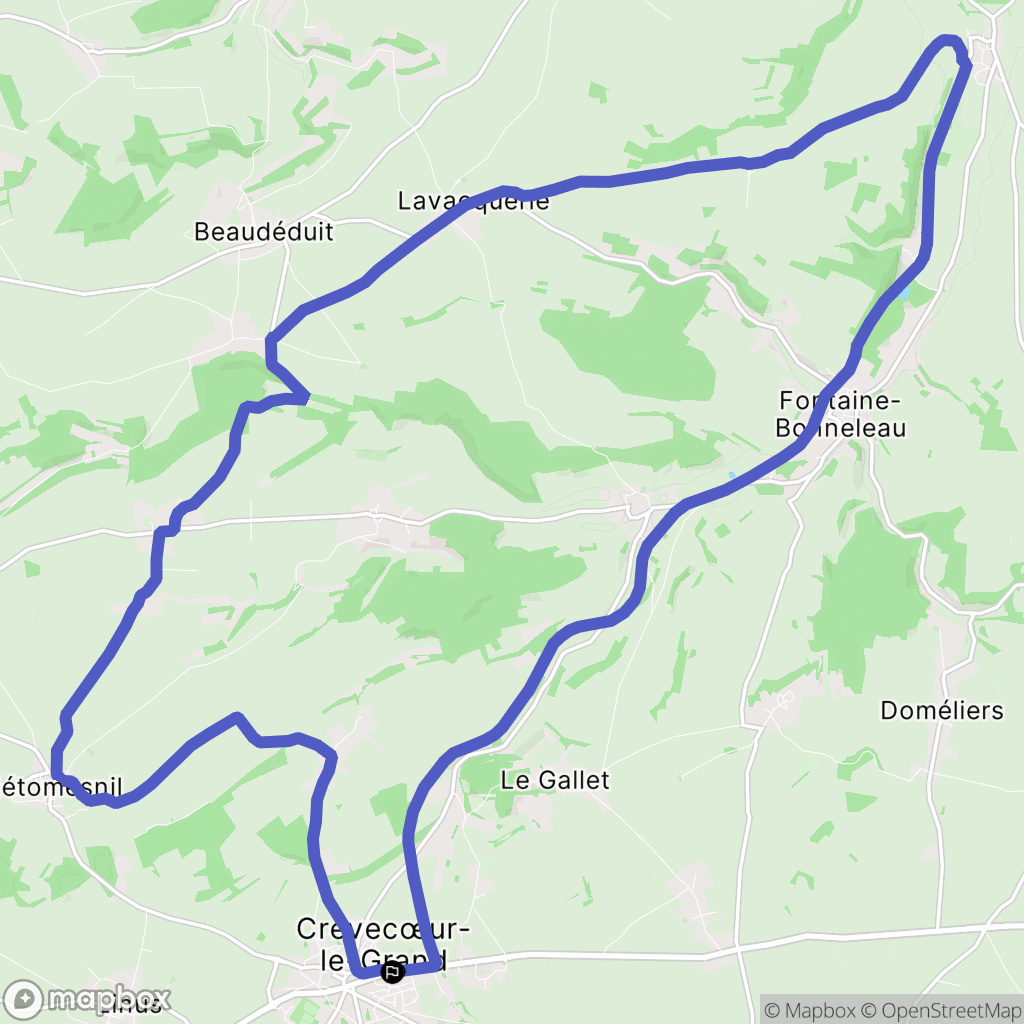 Crèvecœur-le-Grand : carte du parcours de randonnée - France