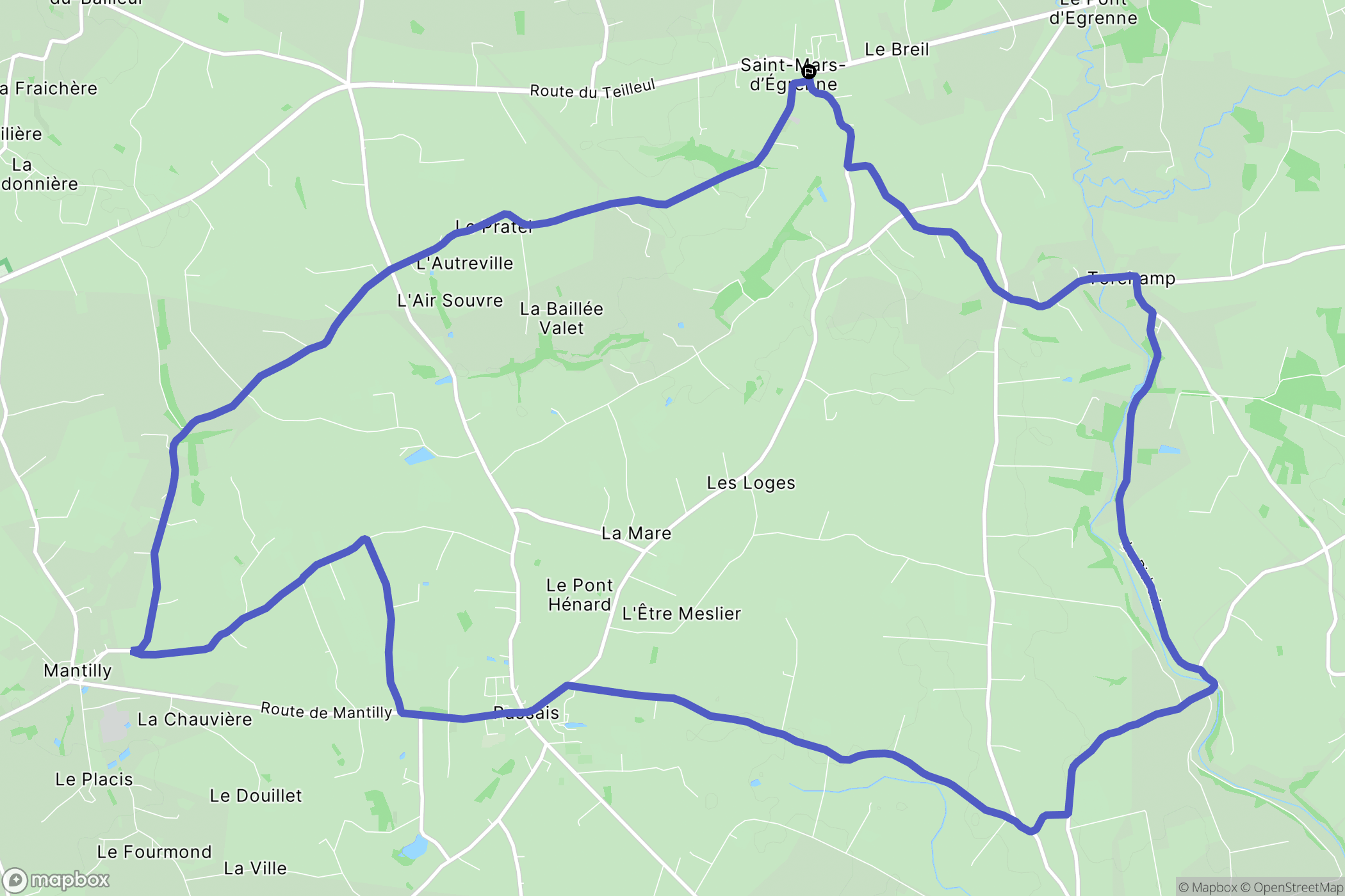 Saint-Mars-d'Egrenne : carte du parcours de randonnée - France