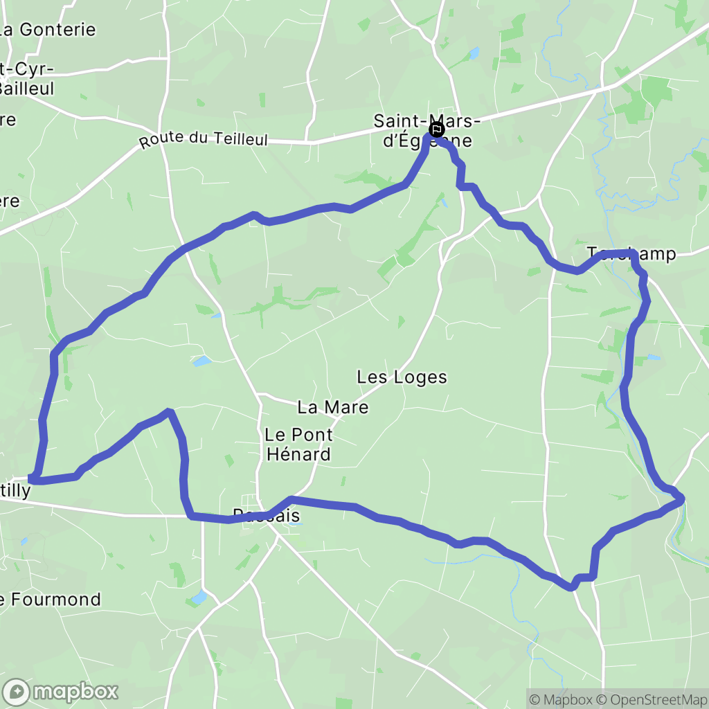Saint-Mars-d'Egrenne : carte du parcours de randonnée - France